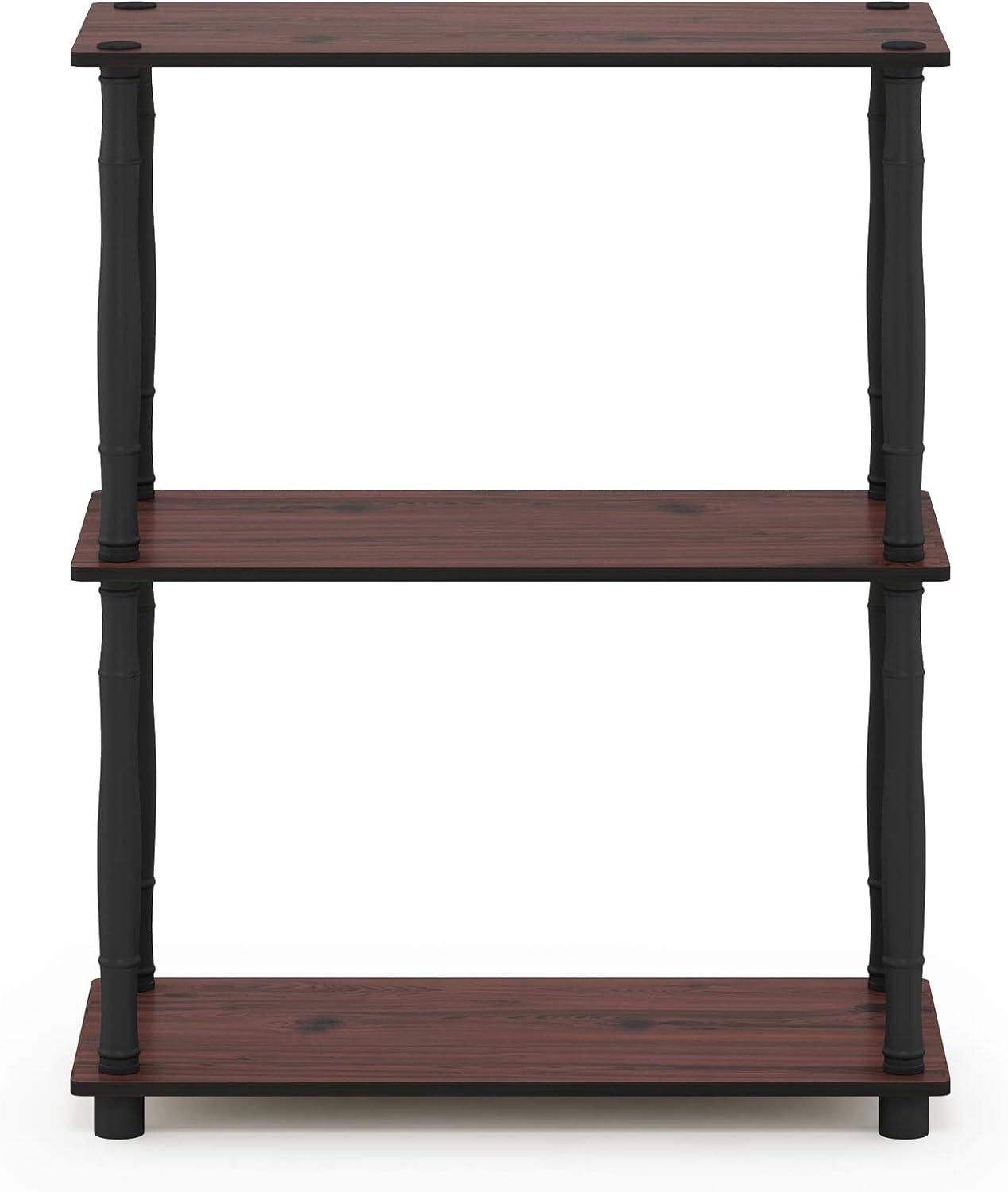 Furinno Durable 23.6"W x 11.6"D x 29.5"H 3-Shelf Freestanding Shelving Unit, Dark Cherry and Black