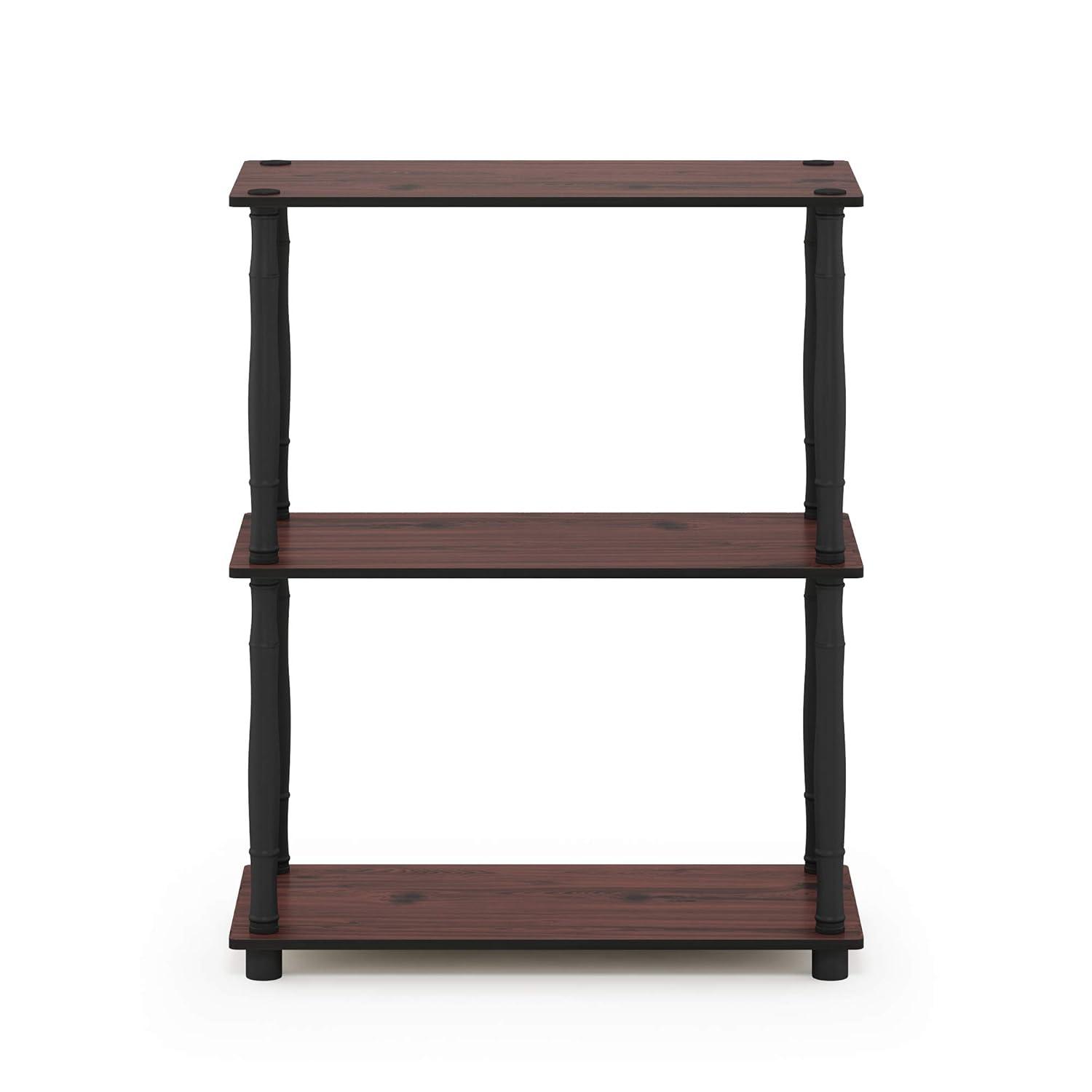 Furinno Durable 23.6"W x 11.6"D x 29.5"H 3-Shelf Freestanding Shelving Unit, Dark Cherry and Black