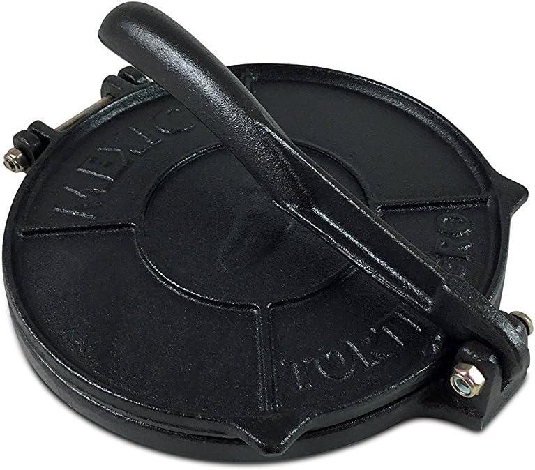 Heavy-Duty Black Cast Iron Tortilla Press with Non-Stick Surface