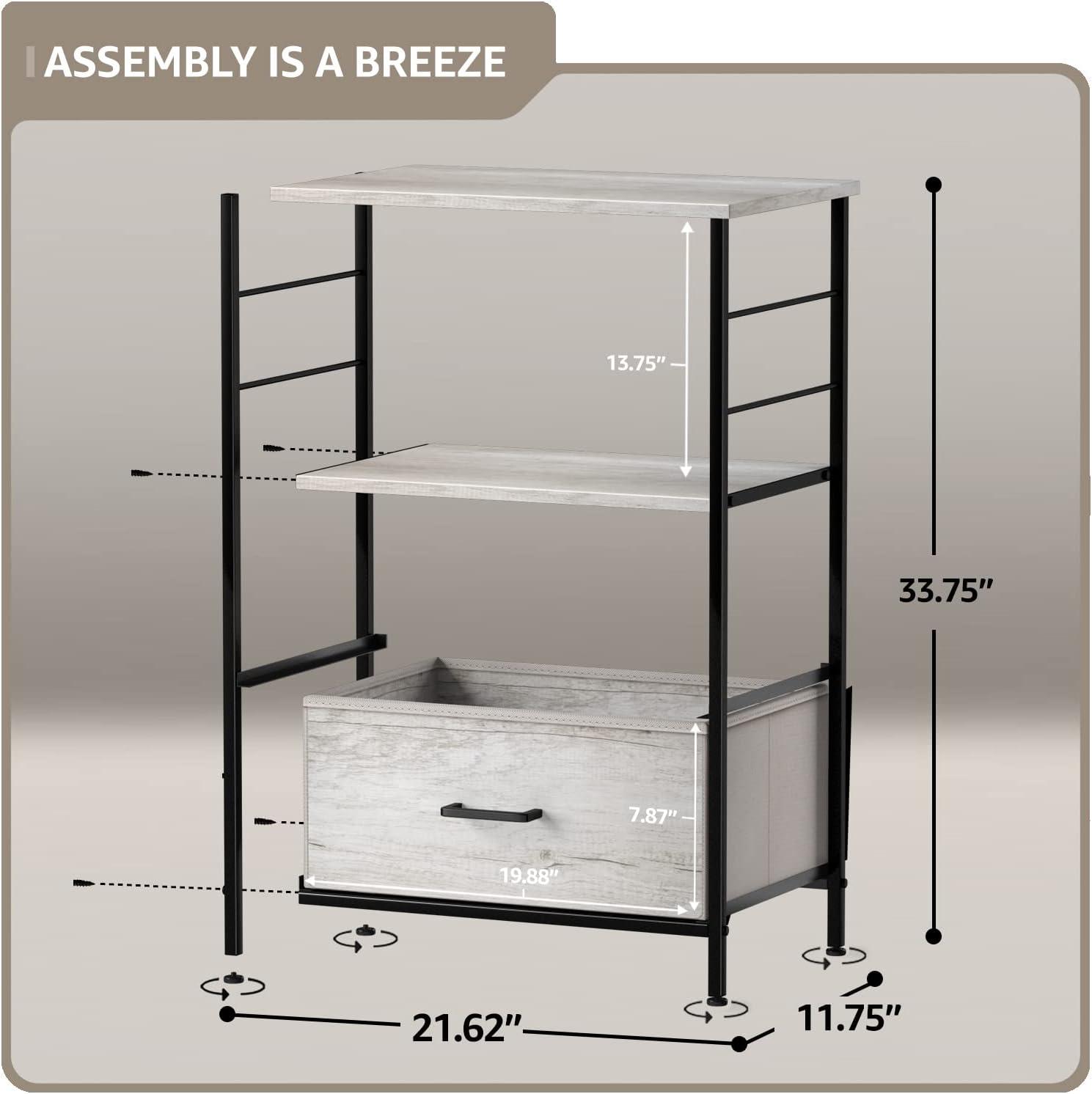 Sorbus Sorbus 1 Drawer and Shelves Nightstand with Steel Frame, Wood Top & Fabric Bins
