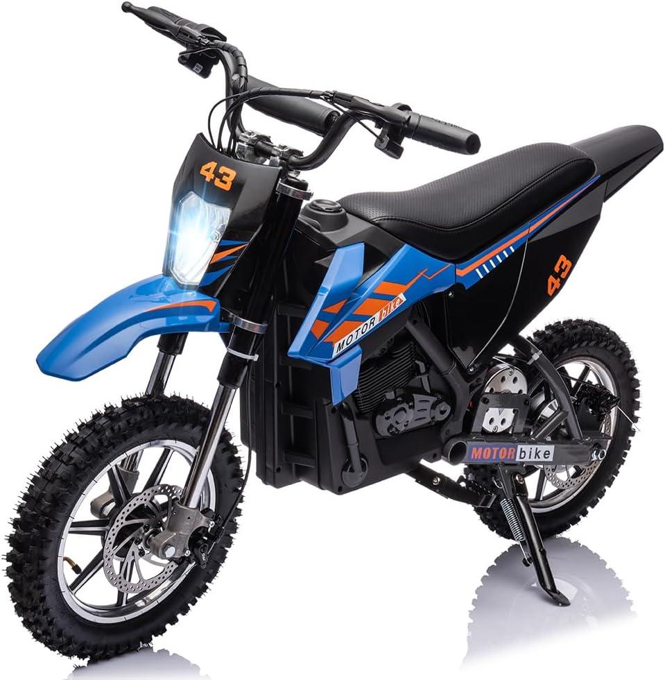 Blue 36V Electric Dirt Bike with LED Headlight