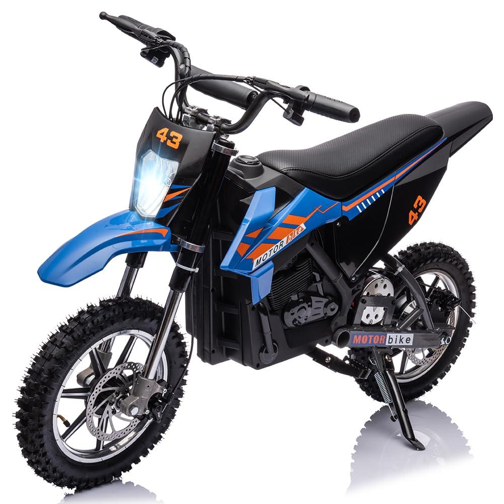 Blue 36V Electric Dirt Bike with LED Headlight