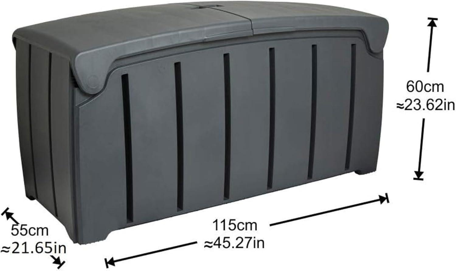 Black Plastic Lockable Outdoor Storage Box with Double Door Lid