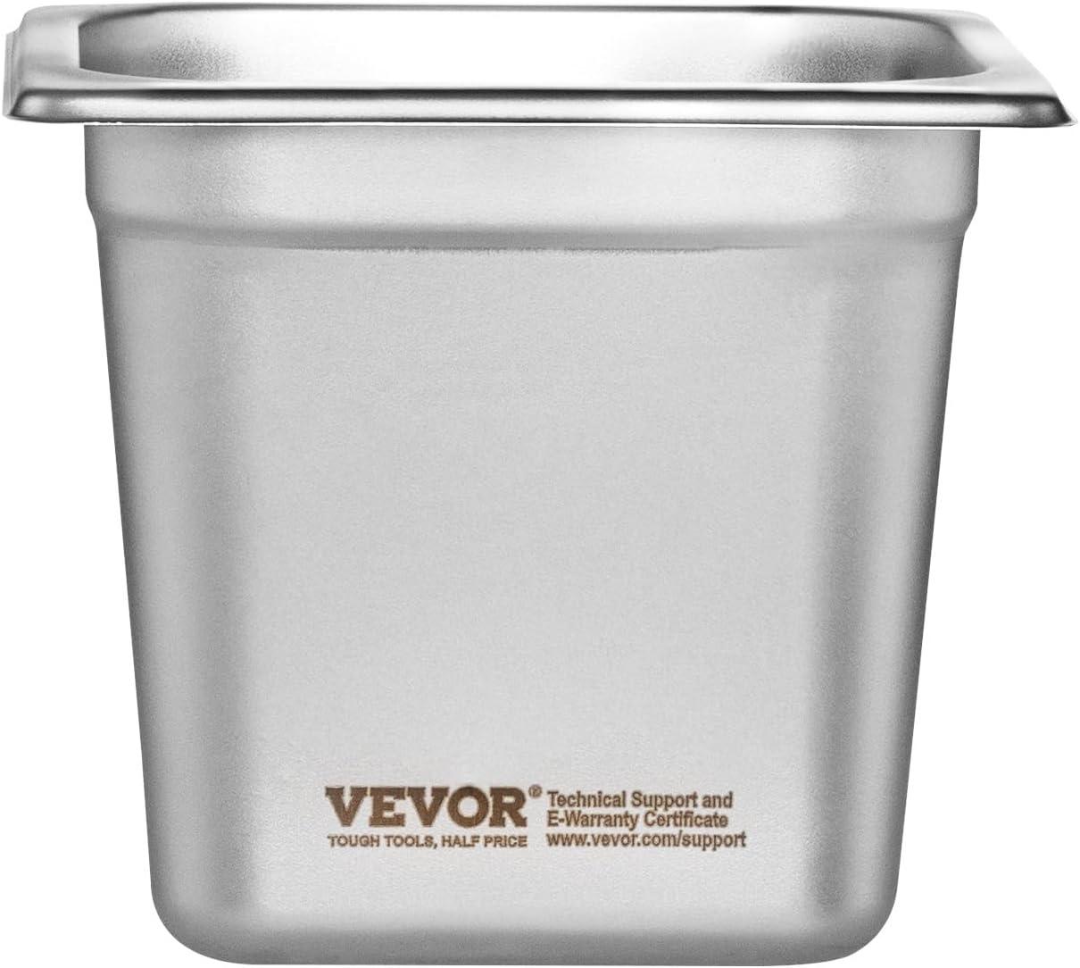 The Party Aisle™ VEVOR 1/6 Size Anti-Jam Steam Pan 6-Inch Deep Table Pan (Set of 6)