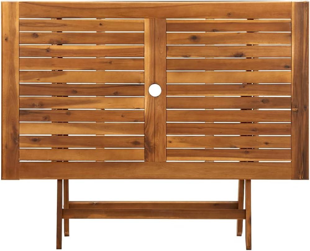 vidaXL Acacia Wood Folding Patio Table - Modern Outdoor Terrace/Patio Dining Table, Easy to Clean, Weather-Resistant, Brown