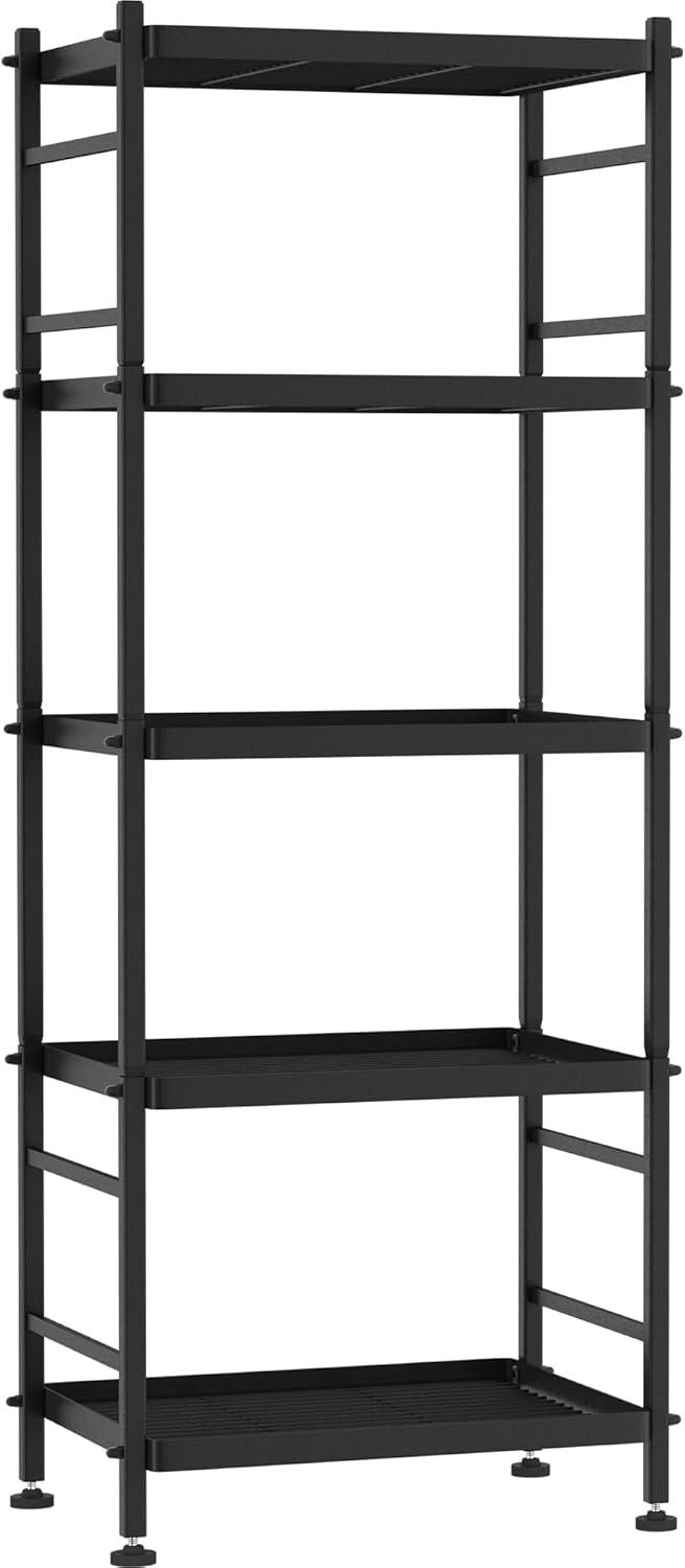 Black Metal 5-Tier Wire Standing Storage Shelves