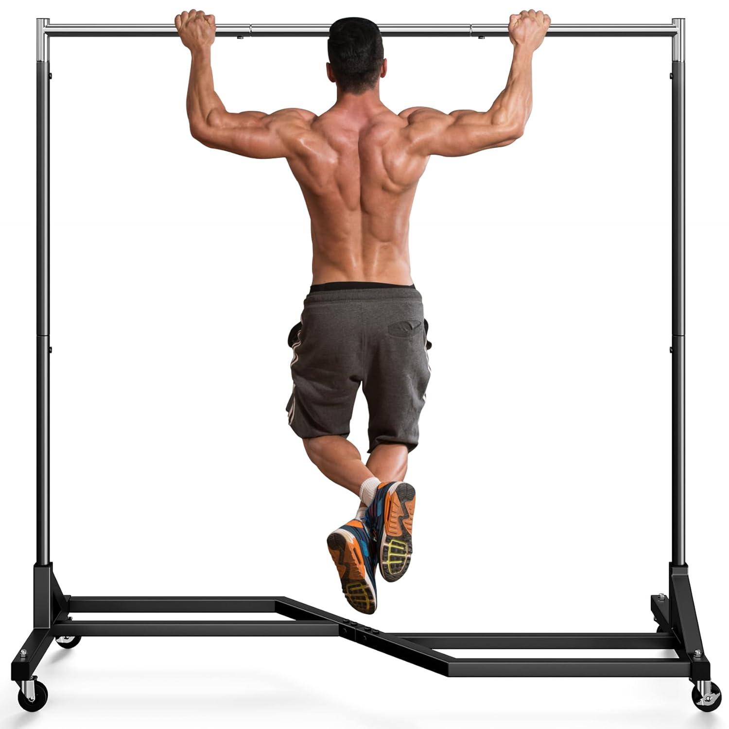 Mr IRONSTONE 400 lbs Heavy Duty Garment Rack, Rolling Clothes Hanger Rack with Wheels, Home Portable Bedroom Closet Clothing Rack, Black