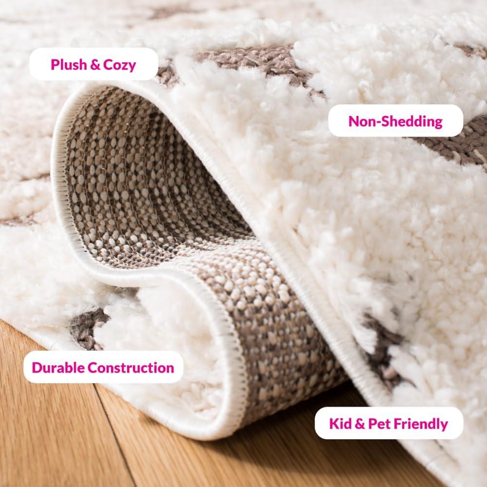 Moroccan Tassel Shag MTS688 Power Loomed Indoor Area Rug - Ivory/Brown - 5'3"x7'6" - Safavieh