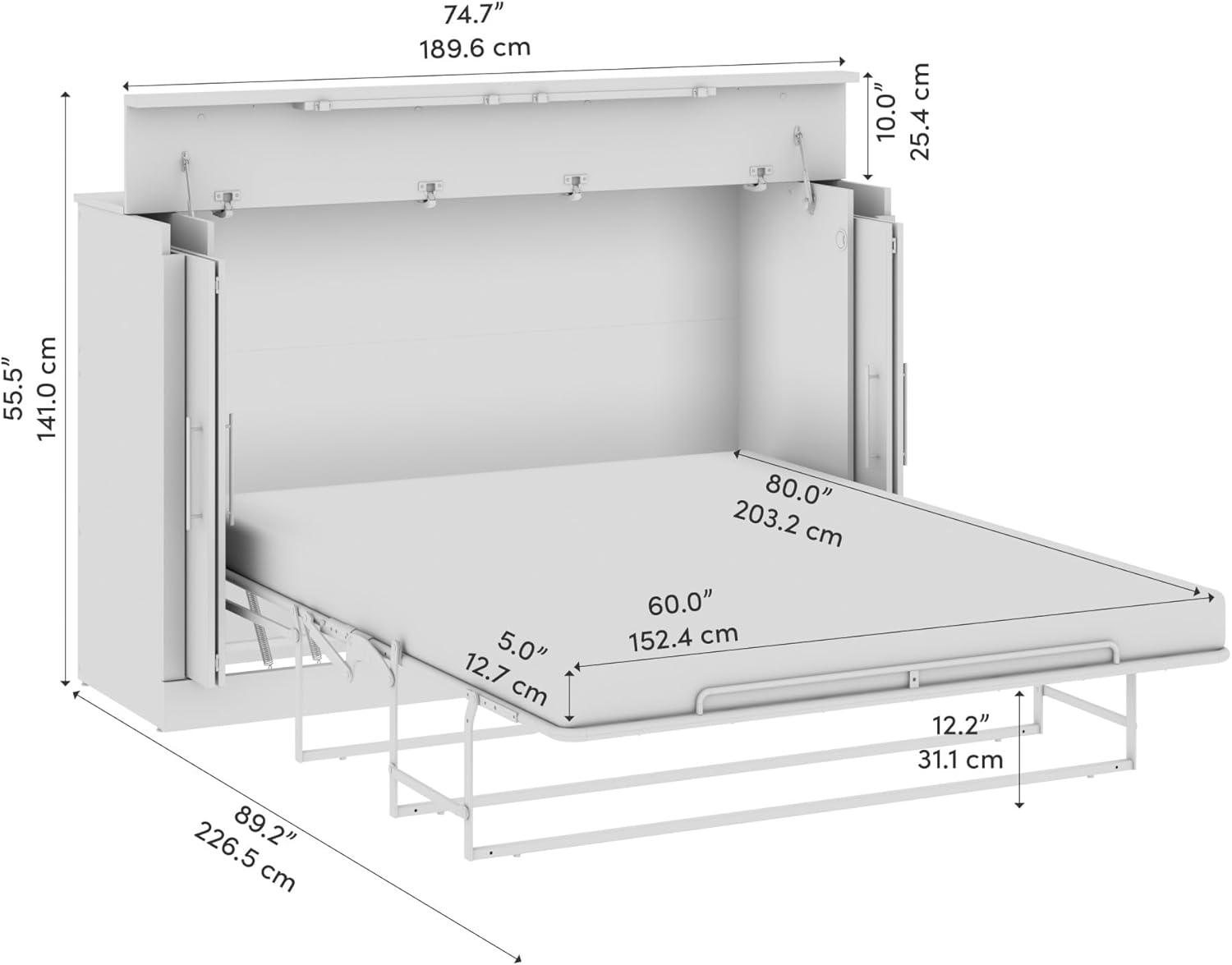 Bestar Murphy Cabinet Bed With Mattress