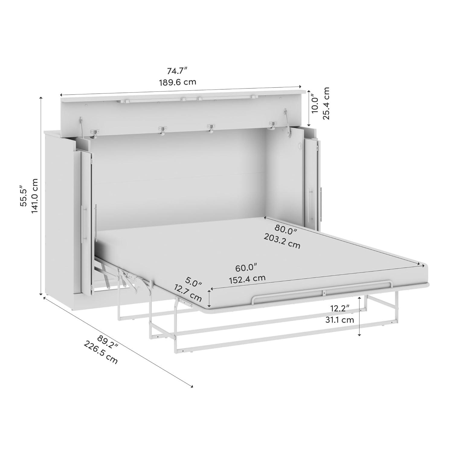 Bestar Murphy Cabinet Bed With Mattress