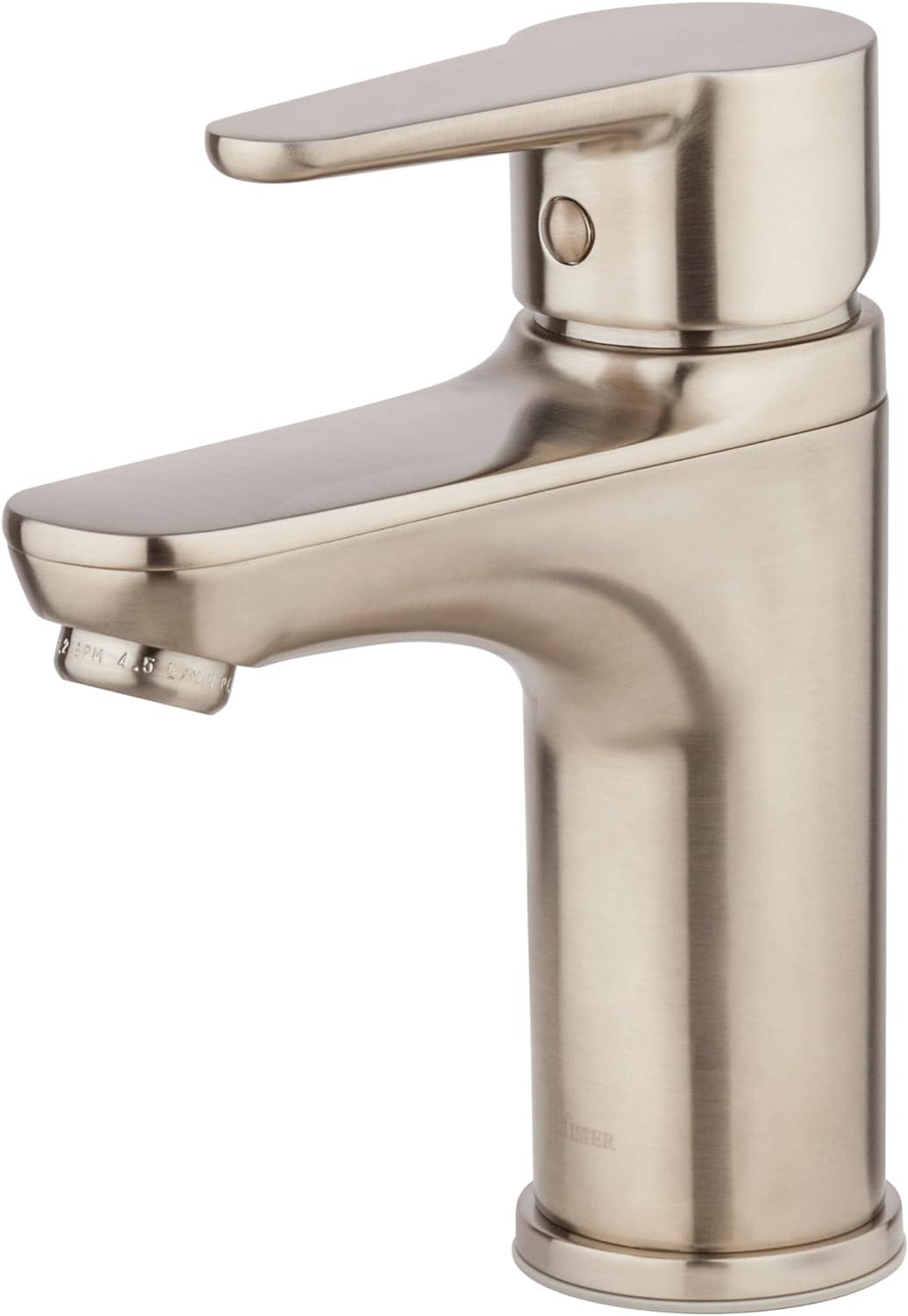 Pfirst Series Modern Single-Handle Brushed Nickel Bathroom Faucet