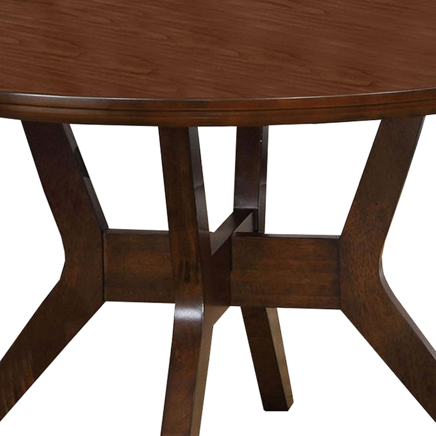 Transitional 48" Round Dark Brown Wooden Dining Table