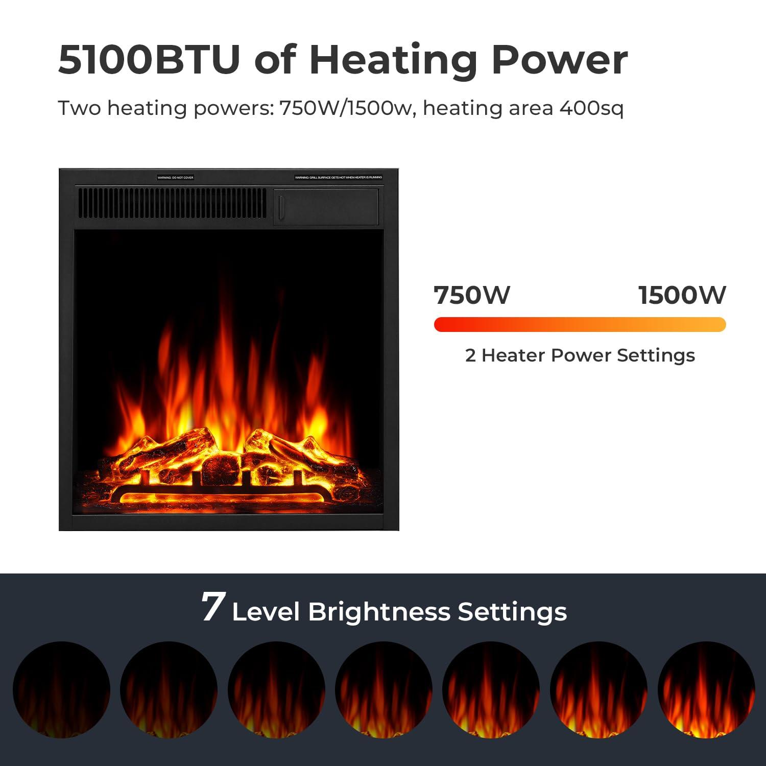R.W.FLAME 43” Electric Fireplace Mantel, Freestanding Electric Fireplace, Remote Control, Adjustable LED Flame, PEARLWHITE