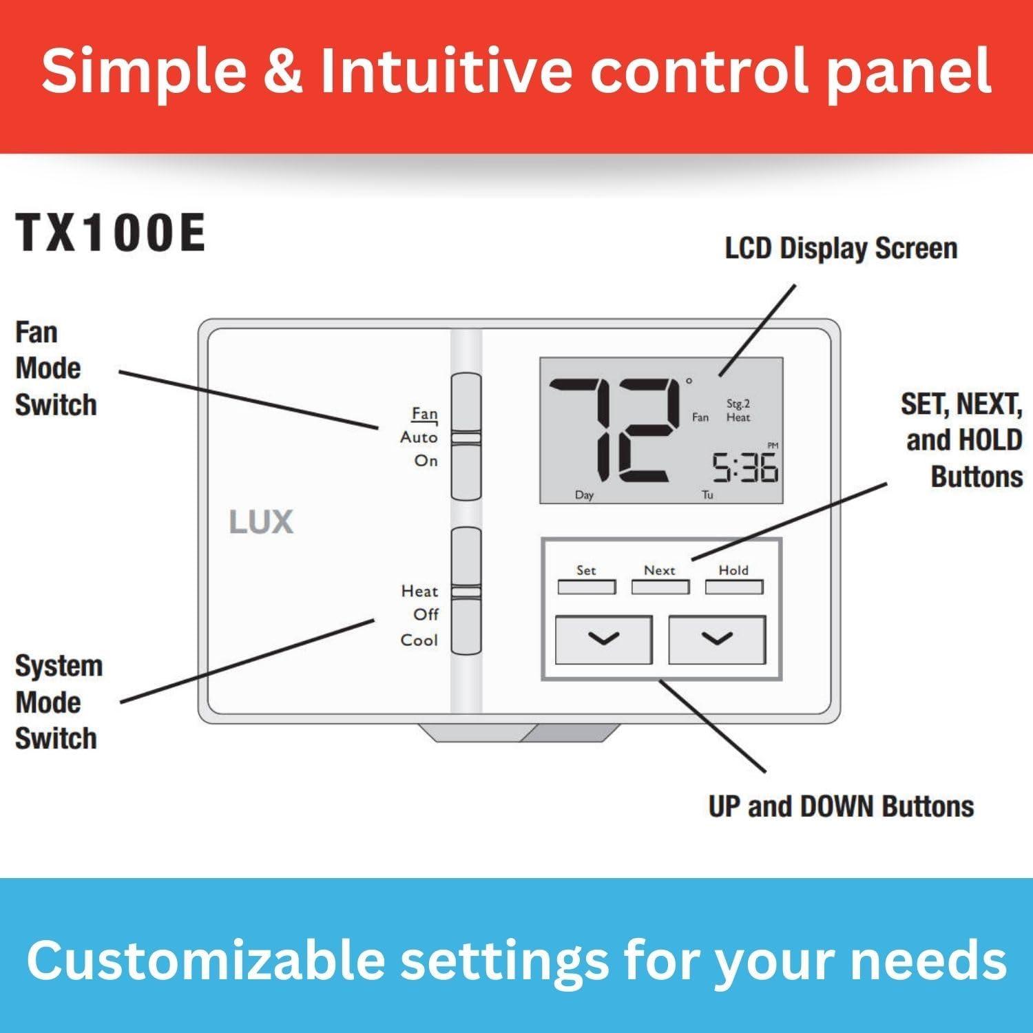 Lux White Programmable 7-Day Touchscreen Thermostat