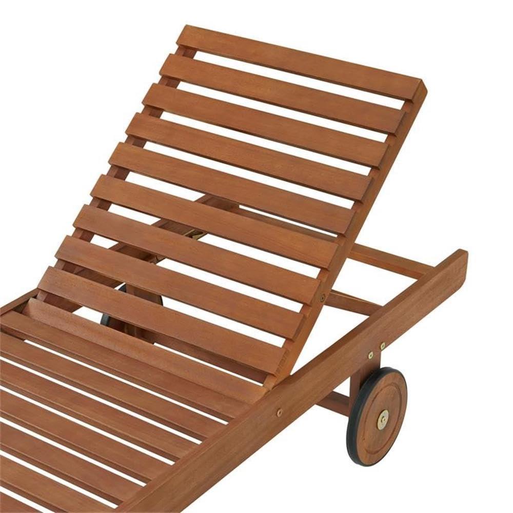 Caspian 73" Wide Eucalyptus Wood Outdoor Lounge Chair with Mesh Seating