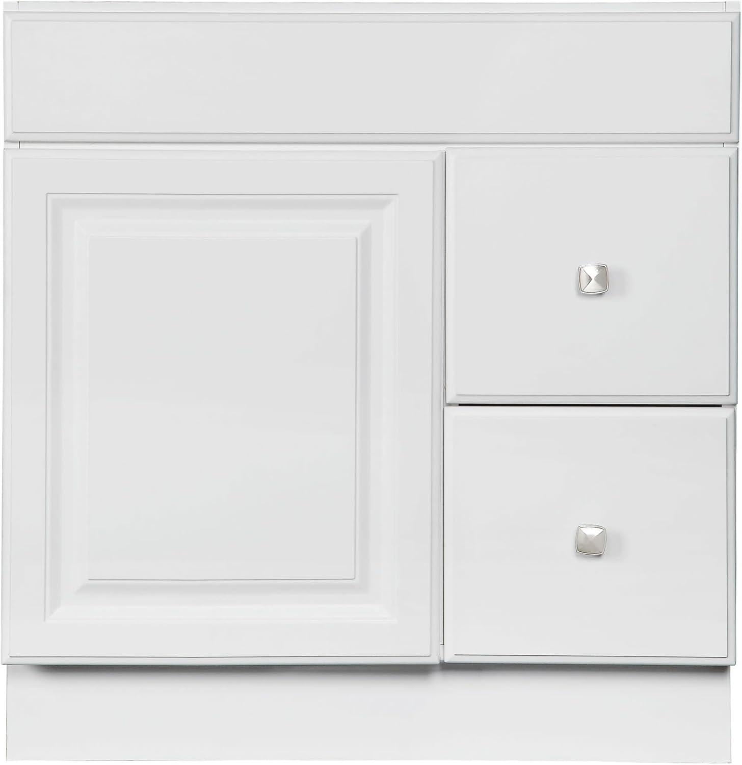 Wyndham 30-Inch 2-Drawer Unassembled Wood Vanity Without Top in White