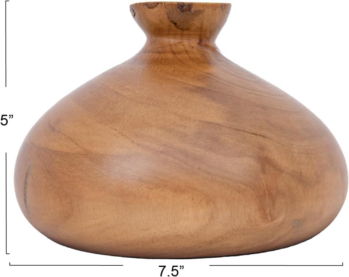 Creative Co-Op Decorative Paulownia Wood Vase, Walnut Finish