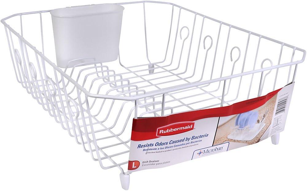 Rubbermaid Large White Antimicrobial Dish Drainer