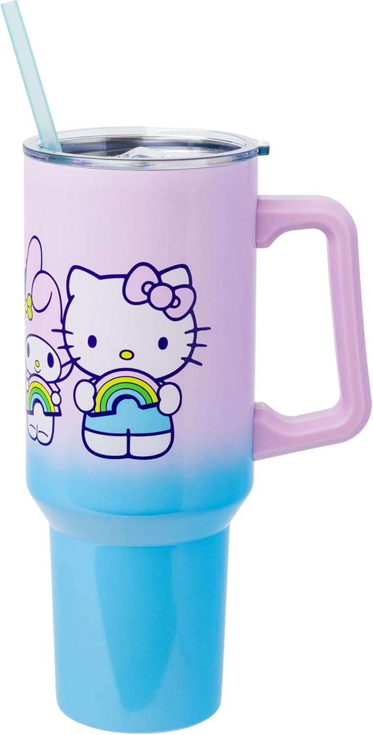 Silver Buffalo Sanrio Hello Kitty and Friends Rainbow Stainless Steel Tumbler | 40 Ounces