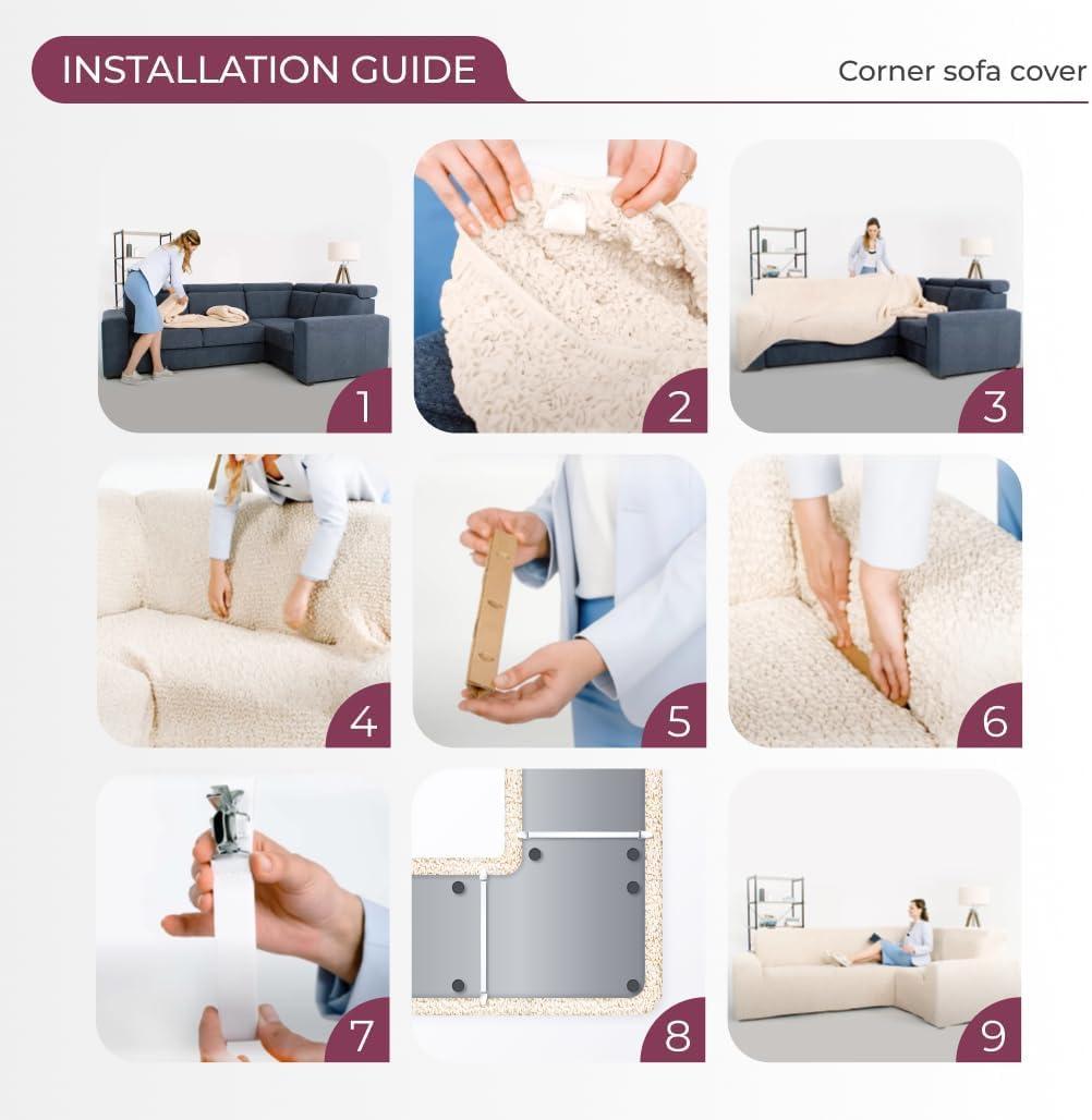 PAULATO by GA.I.CO. Stretchy Slipcover for Corner Sofa - Easy to Clean & Durable - Microfibra Collection