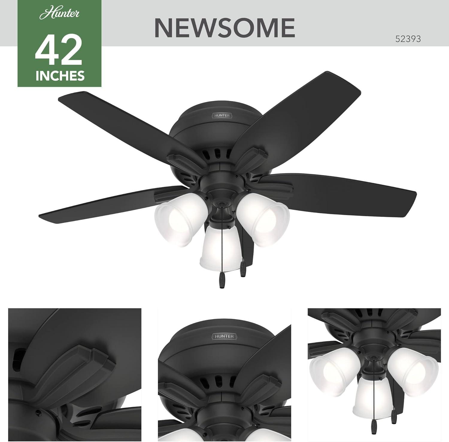 Newsome 42" 5 - Blade Flush Mount Ceiling Fan with Lights and Pull Chains