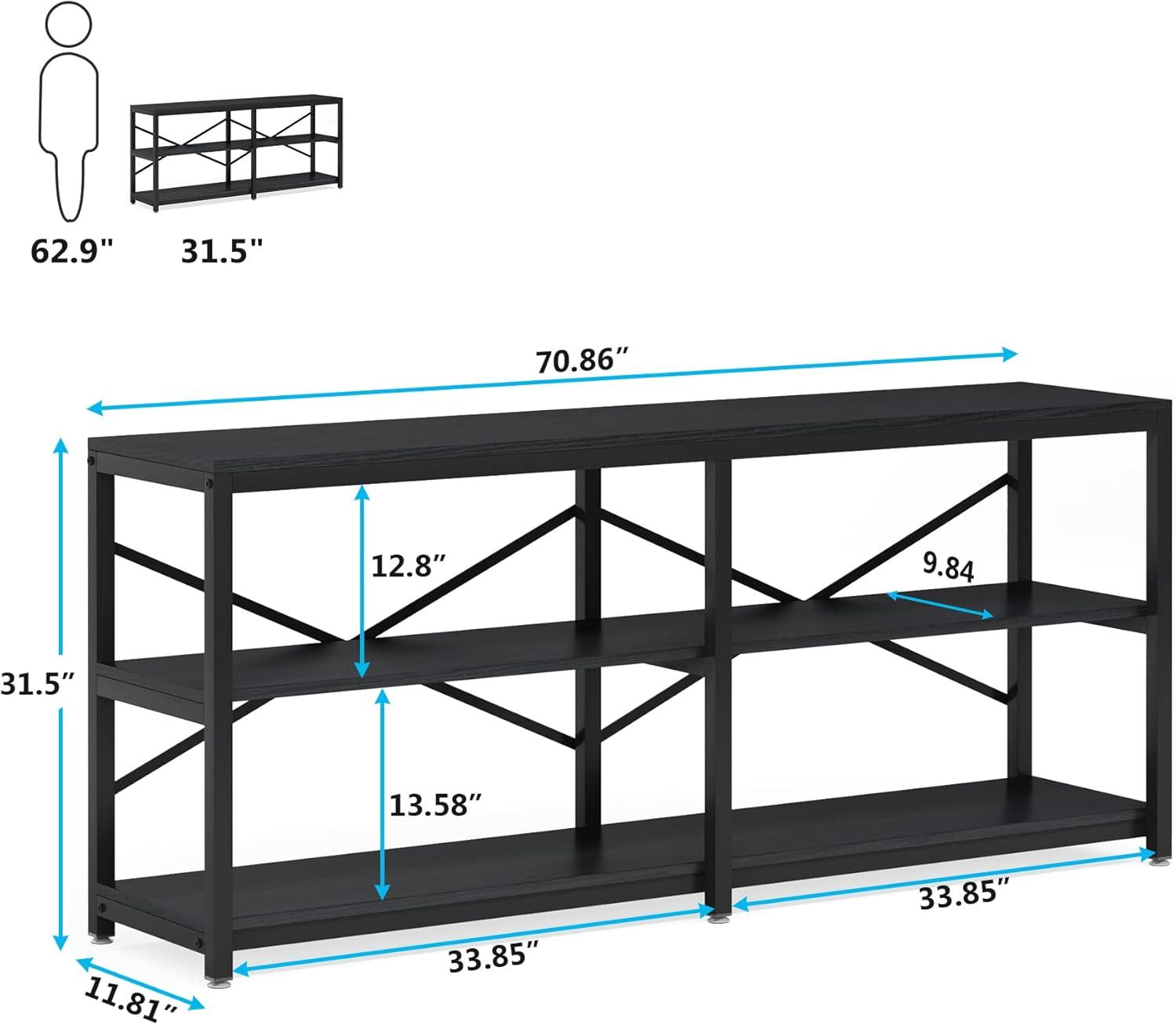 Hommoo 3-Tier Console Table 70.9" Long Sofa Table with Storage Shelves