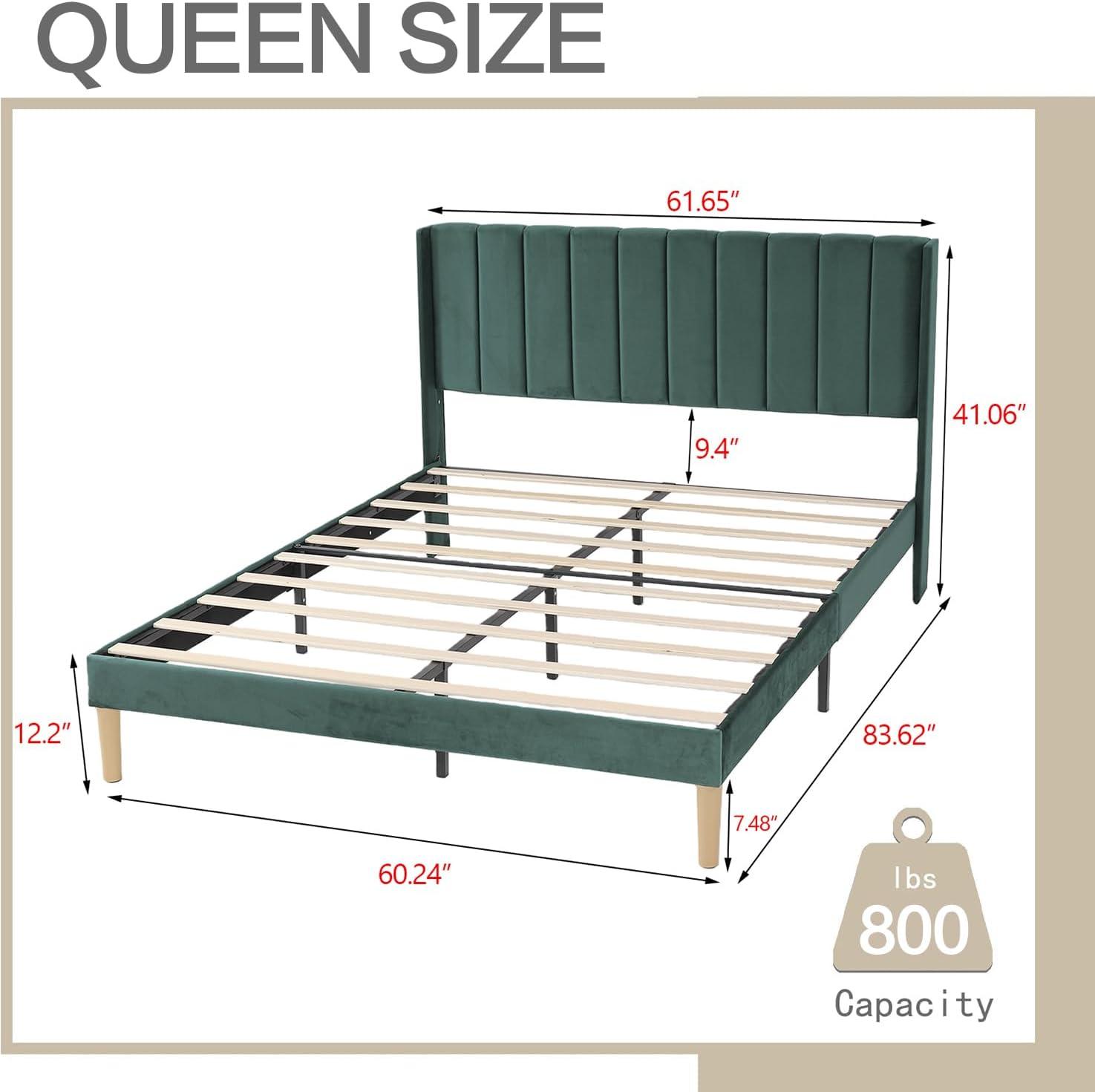 Wade Logan® Eriksay Low Profile Upholstered Platform Bed with Wingback Headboard