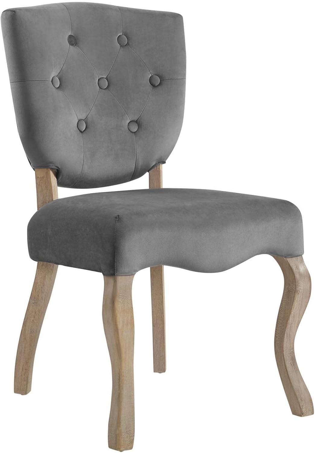 Modway Array Vintage French Performance Velvet Dining Side Chair Gray