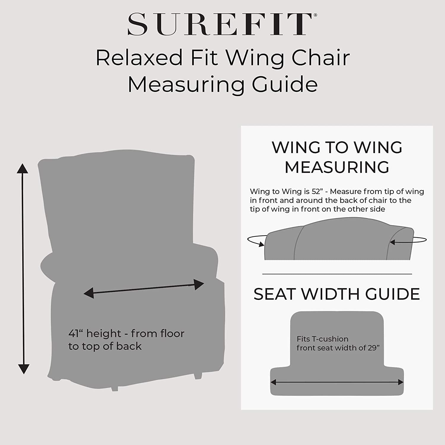 Sure Fit Essential Twill Cotton T-Cushion Wingback Slipcover