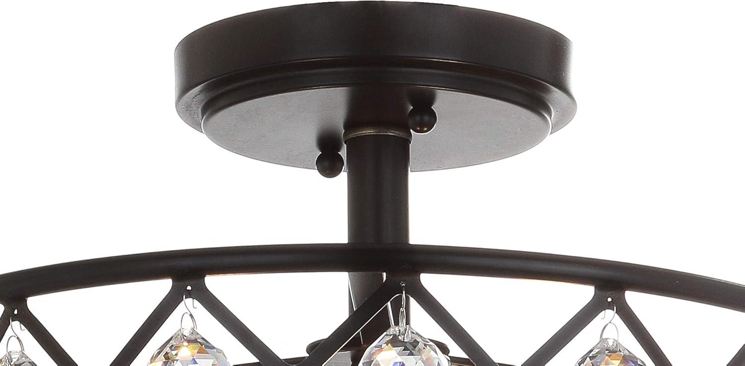 Gabrielle 14.5" Crystal/Metal LED Semi-Flush Mount, Oil Rubbed Bronze