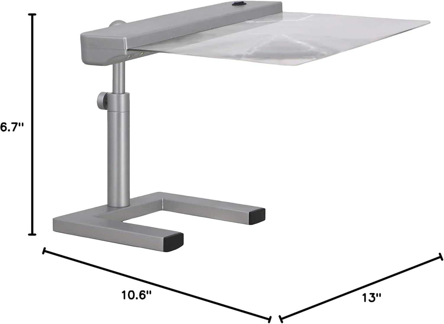 daylight24 Table Top Full Page Magnifier LED Desk Lamp, Silver - Ideal for Reading, Hobby and Crafting with LED Light Strip for Optimal Visibility, 10 inch (202055-05)