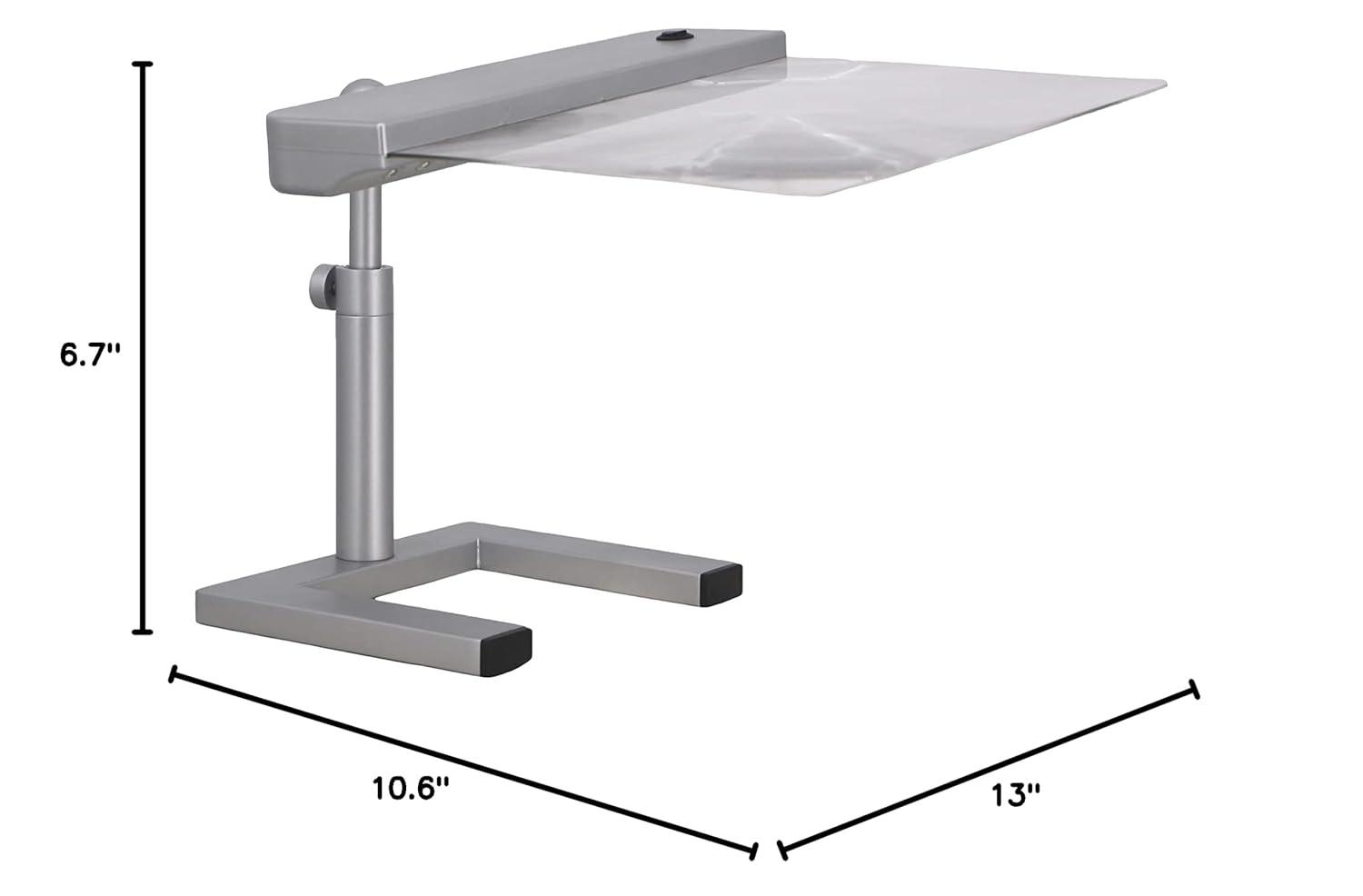 daylight24 Table Top Full Page Magnifier LED Desk Lamp, Silver - Ideal for Reading, Hobby and Crafting with LED Light Strip for Optimal Visibility, 10 inch (202055-05)