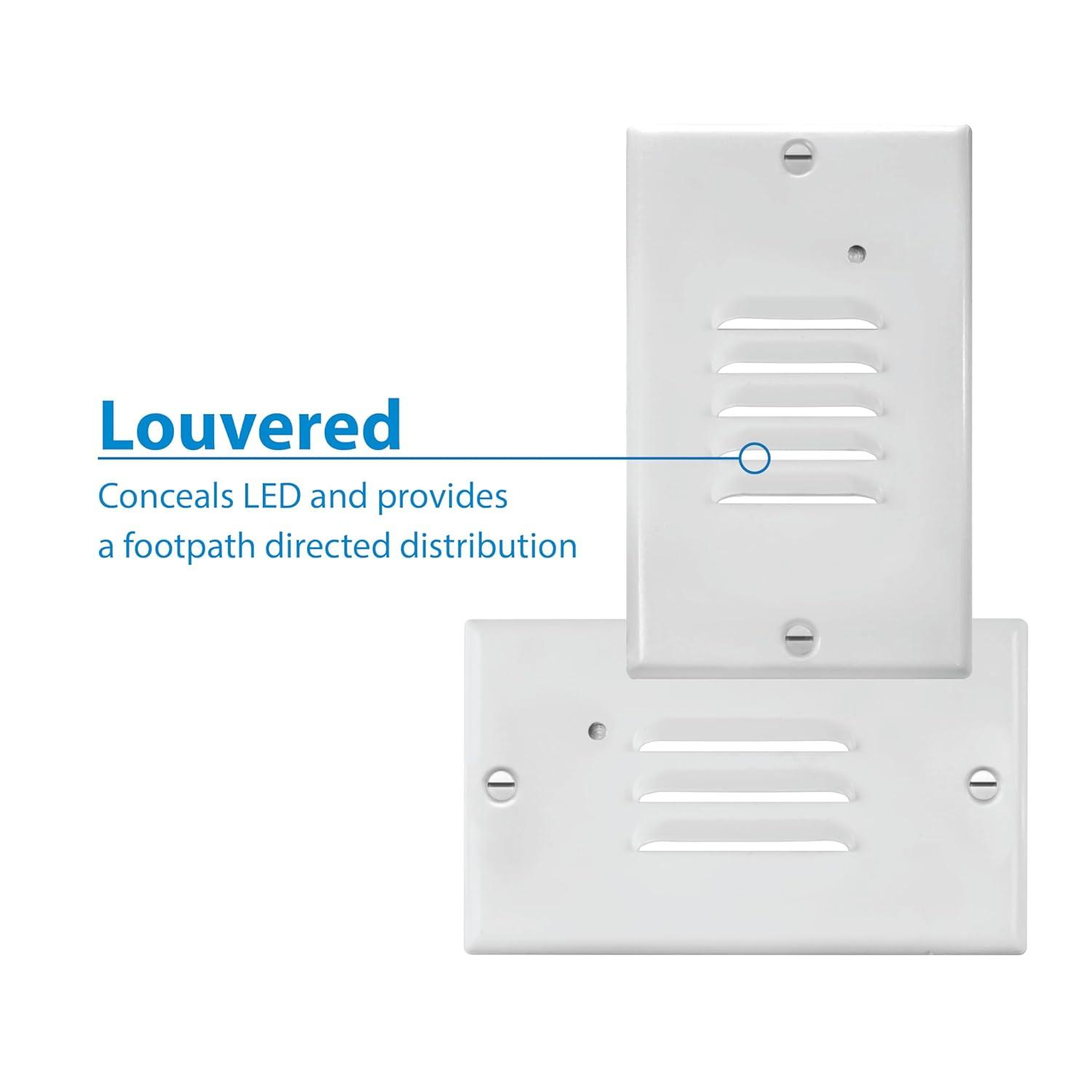 STP2 Series White LED Hardwire Stair Light Louvered with Dusk to Dawn Sensor