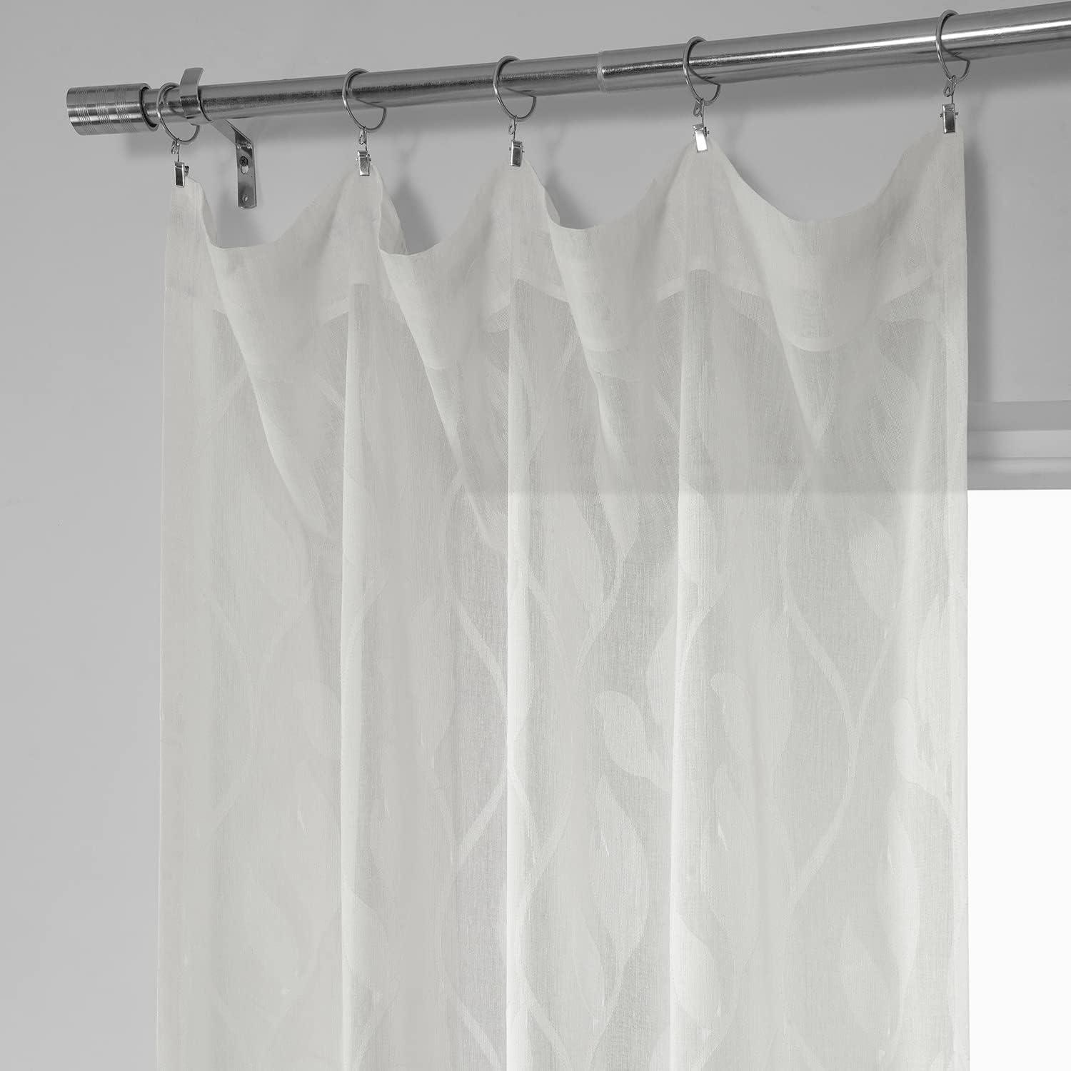 White Sheer Linen-Blend 108" Window Panel