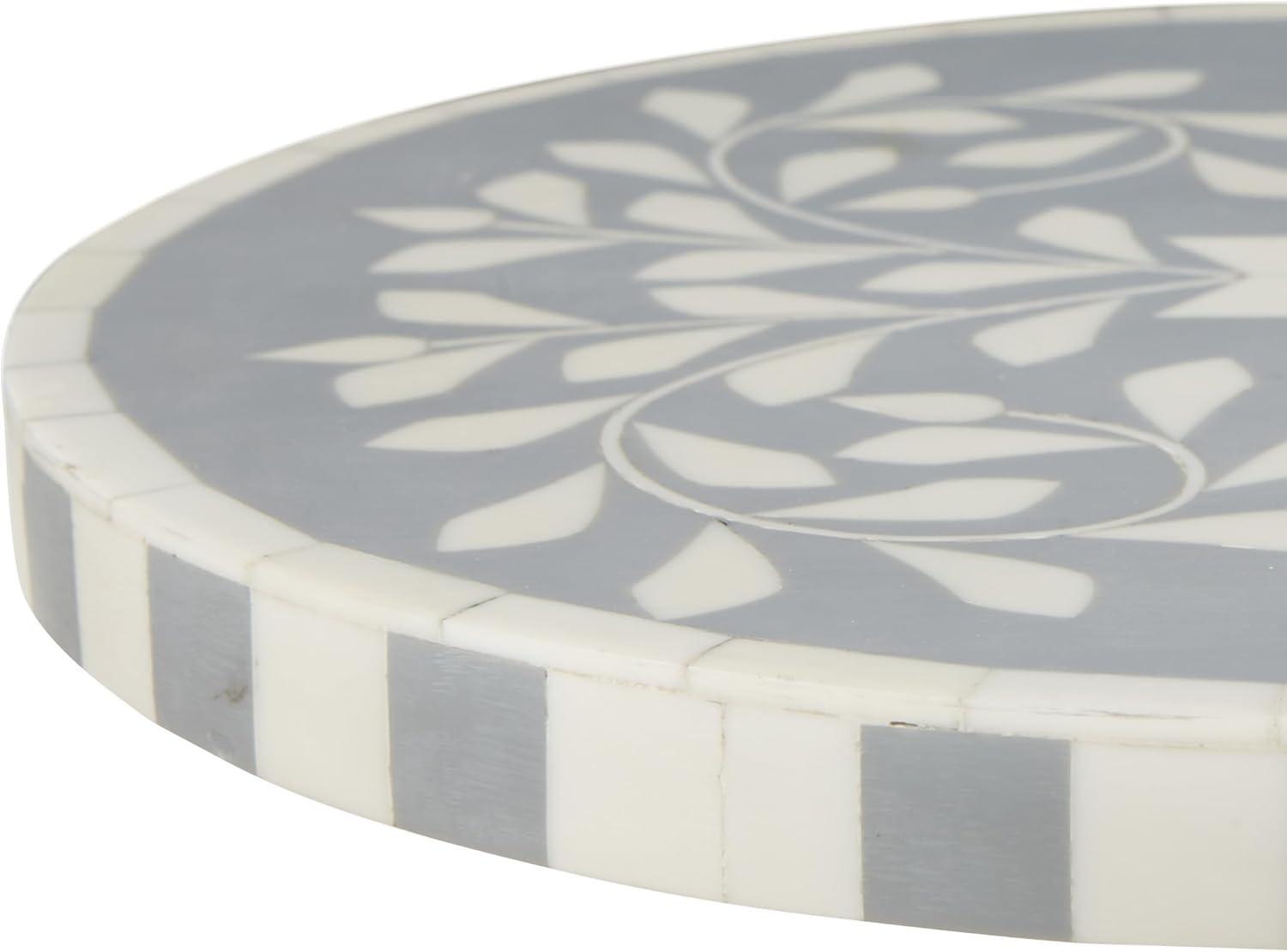 OSP Home Furnishings Round Side Table, Set of 2, Mosaic Black and White Top with Black Metal Base