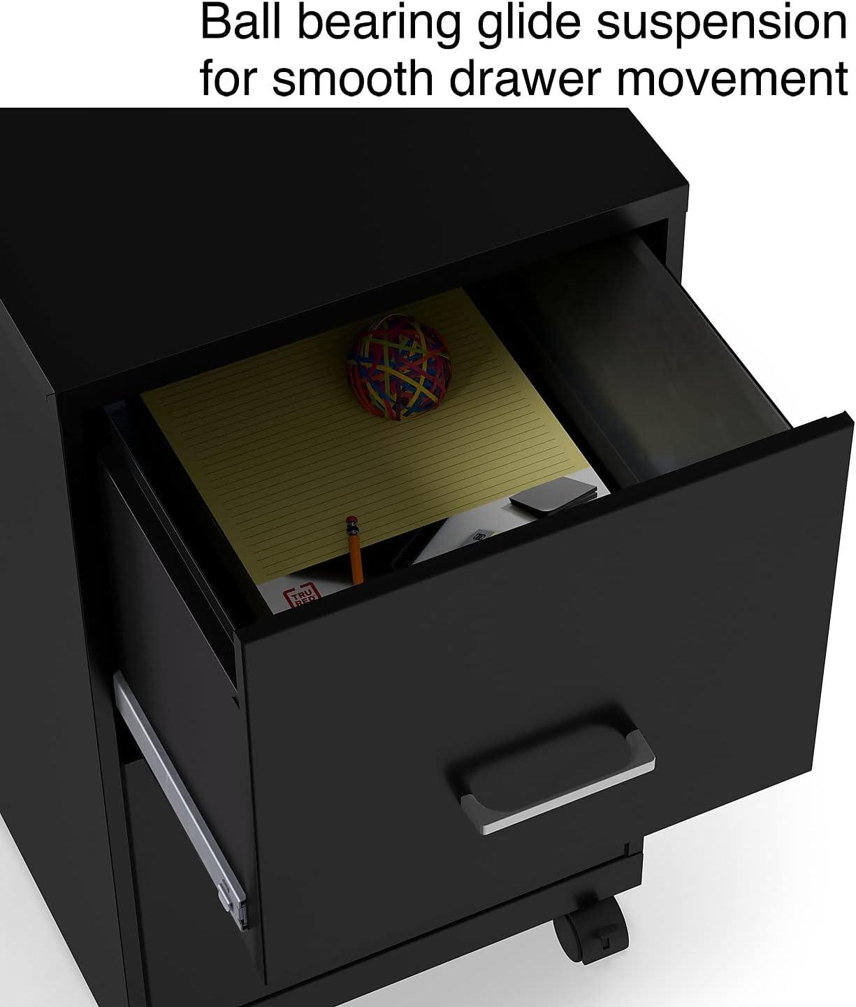 Staples 2-Drawer Vertical File Cabinet Locking Letter Black 18"D (52145) 2806665