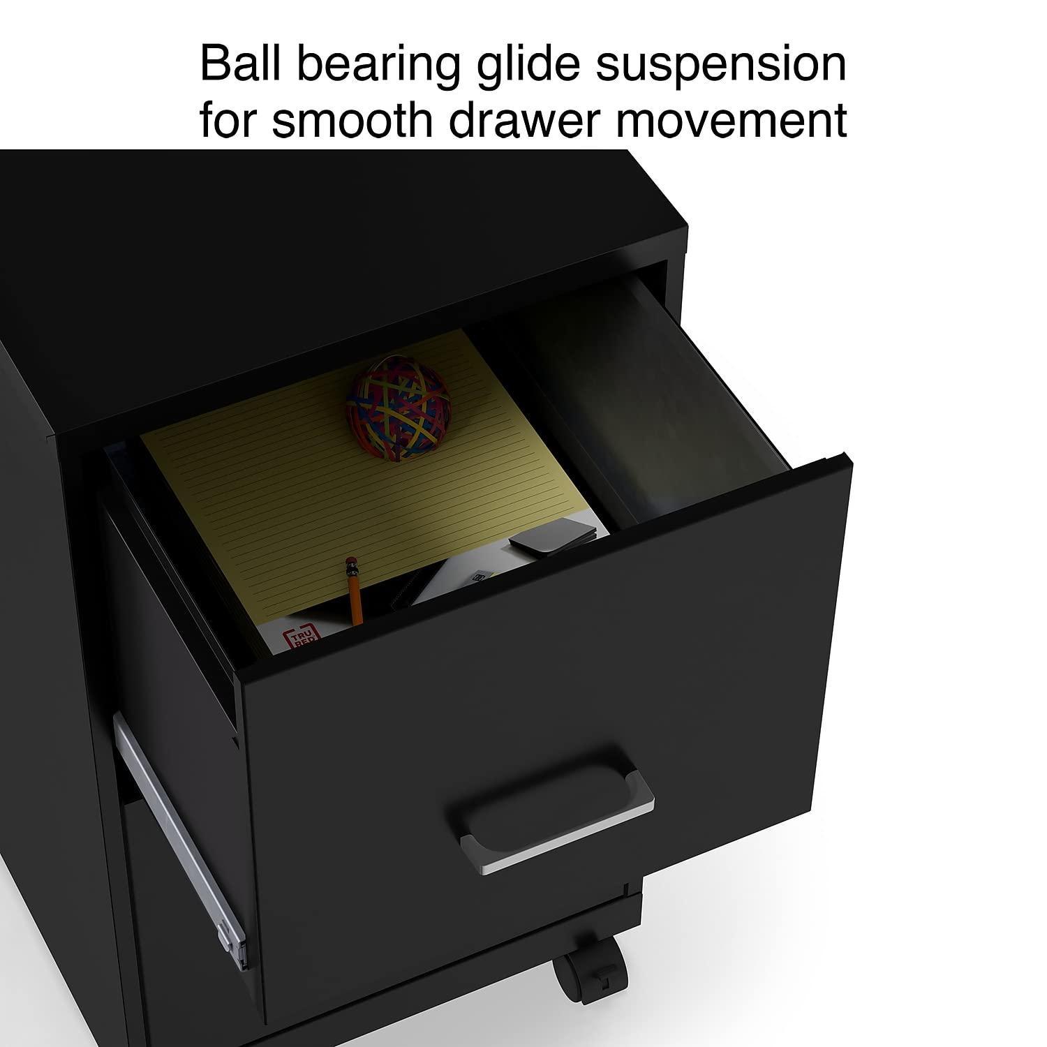 Staples 2-Drawer Vertical File Cabinet Locking Letter Black 18"D (52145) 2806665