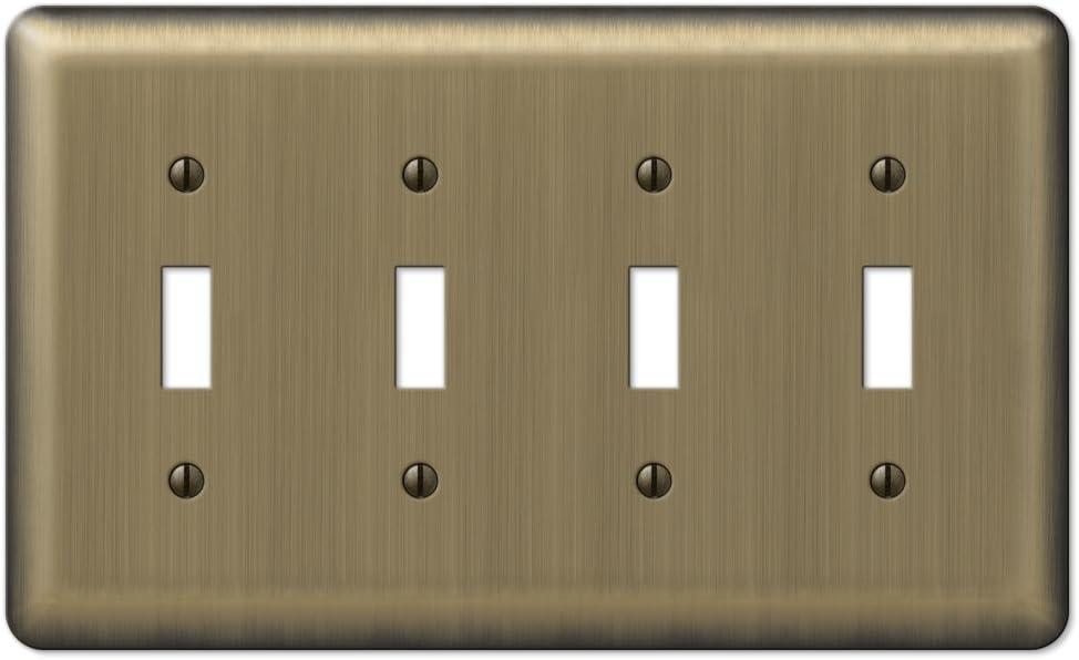 Brushed Brass Quad Toggle Steel Wallplate