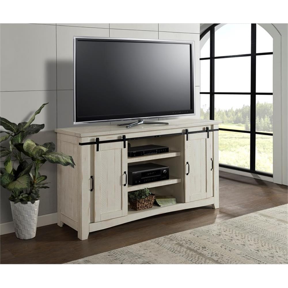 Martin Svensson Home Hampton Solid Wood TV Stand White Stain with Grey Stain Top