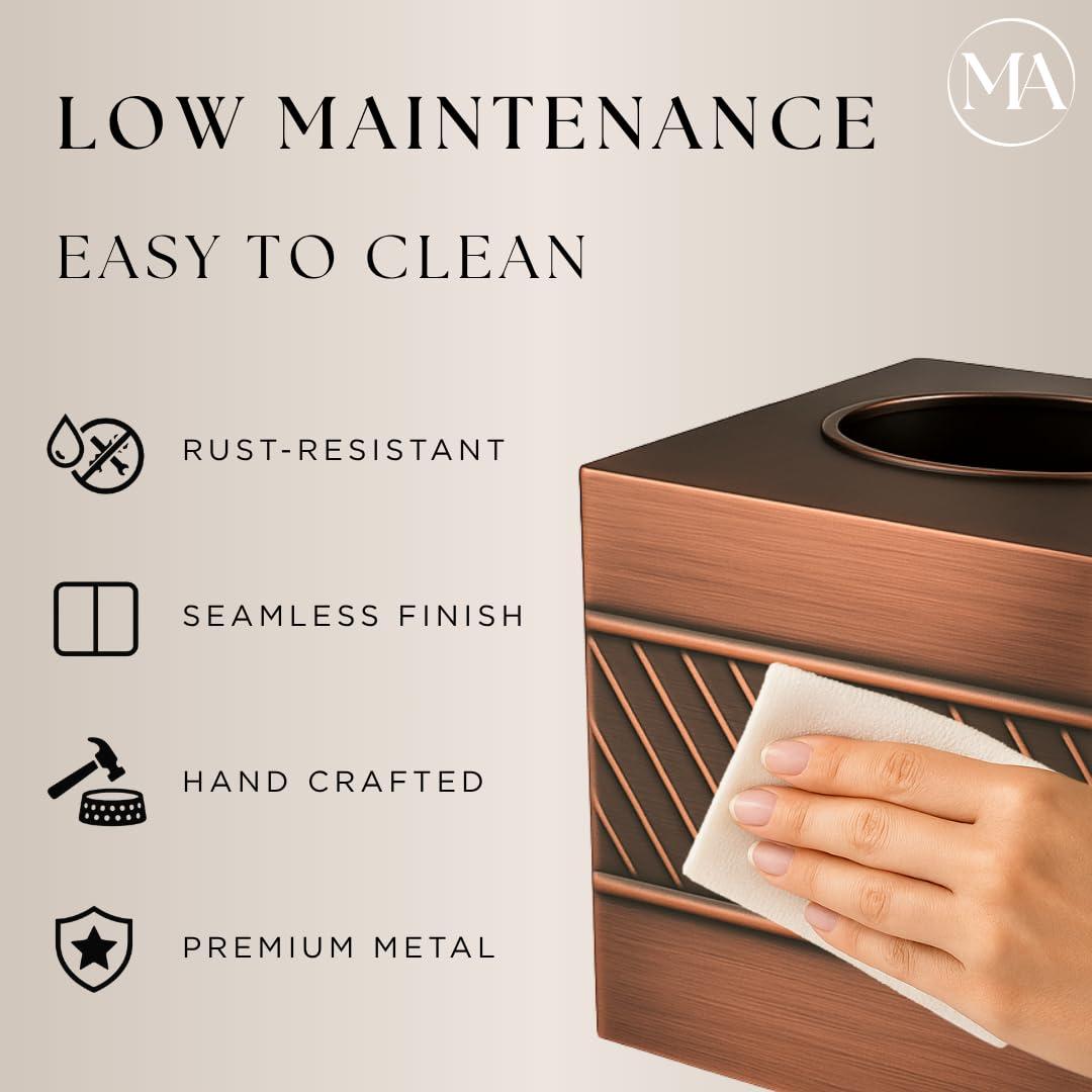 Monarch Abode Geometric Embossed Metal Tissue Box Cover