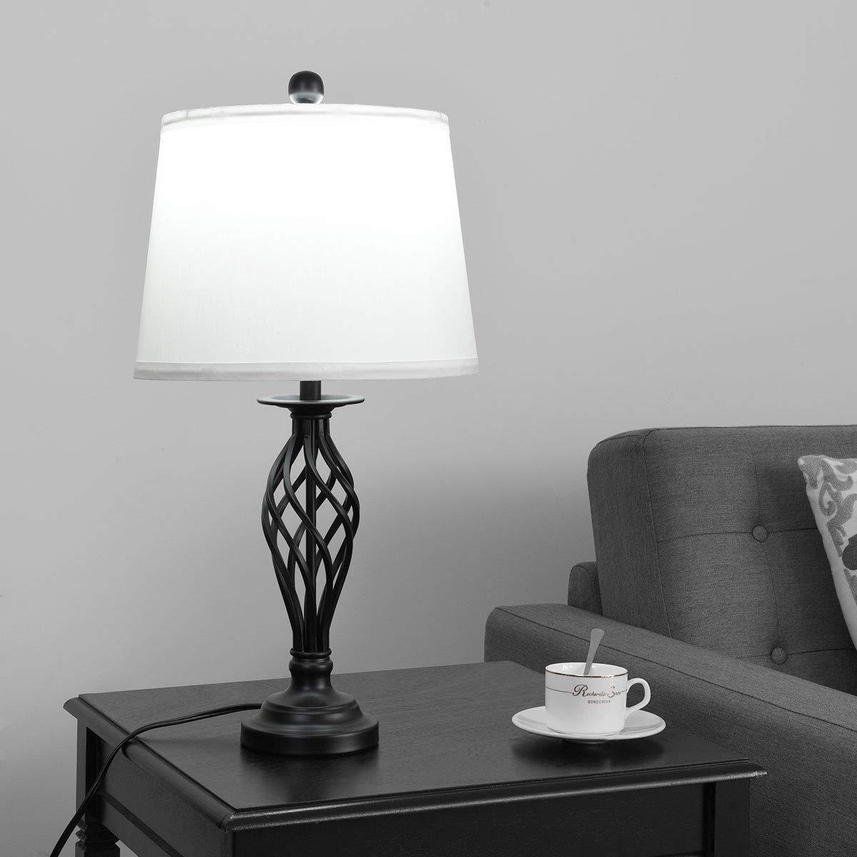 Lalia Home Crystal Drop Table and Floor Lamp Set Metallic Silver : Metallic Silver, Brushed Nickel Base ,Modern Lighting