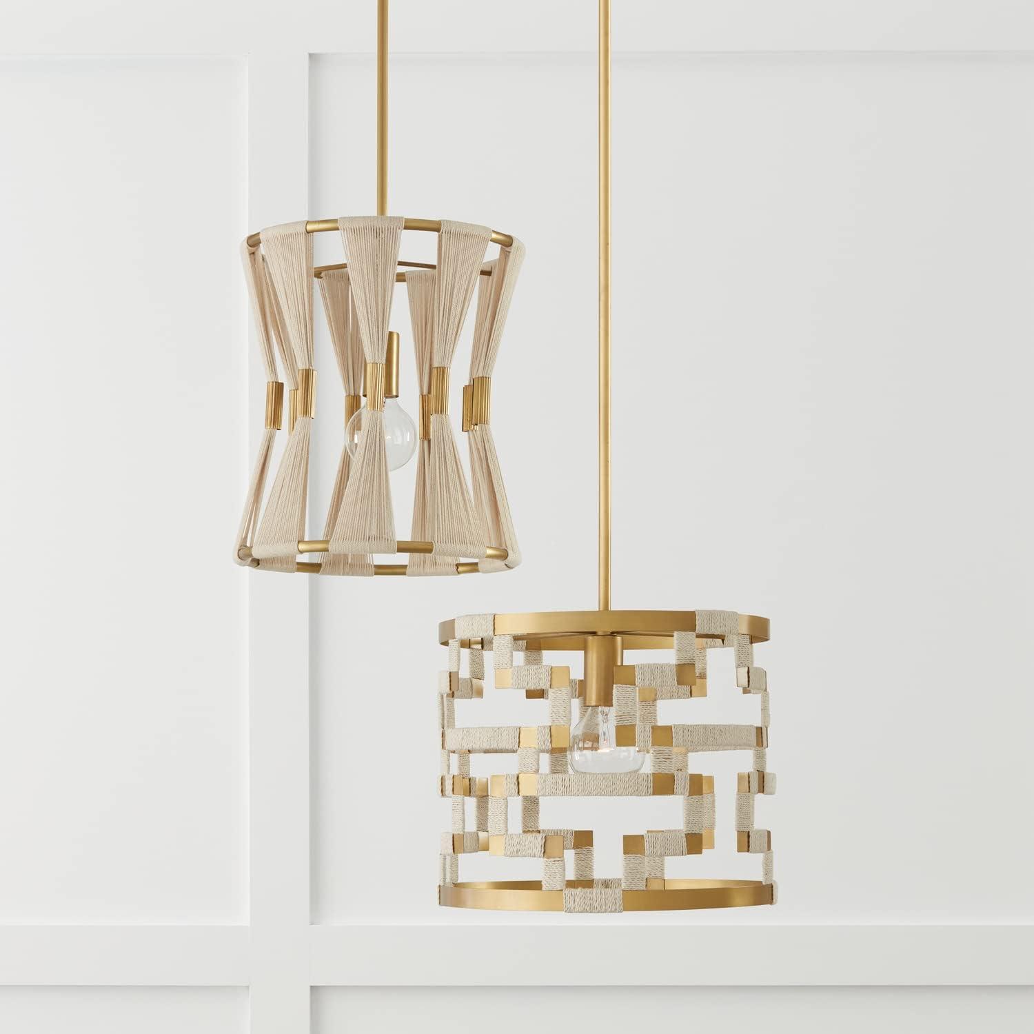 1 Light Pendant-Bleached Natural Rope/Patinaed Brass Finish Capital Lighting 341111Np