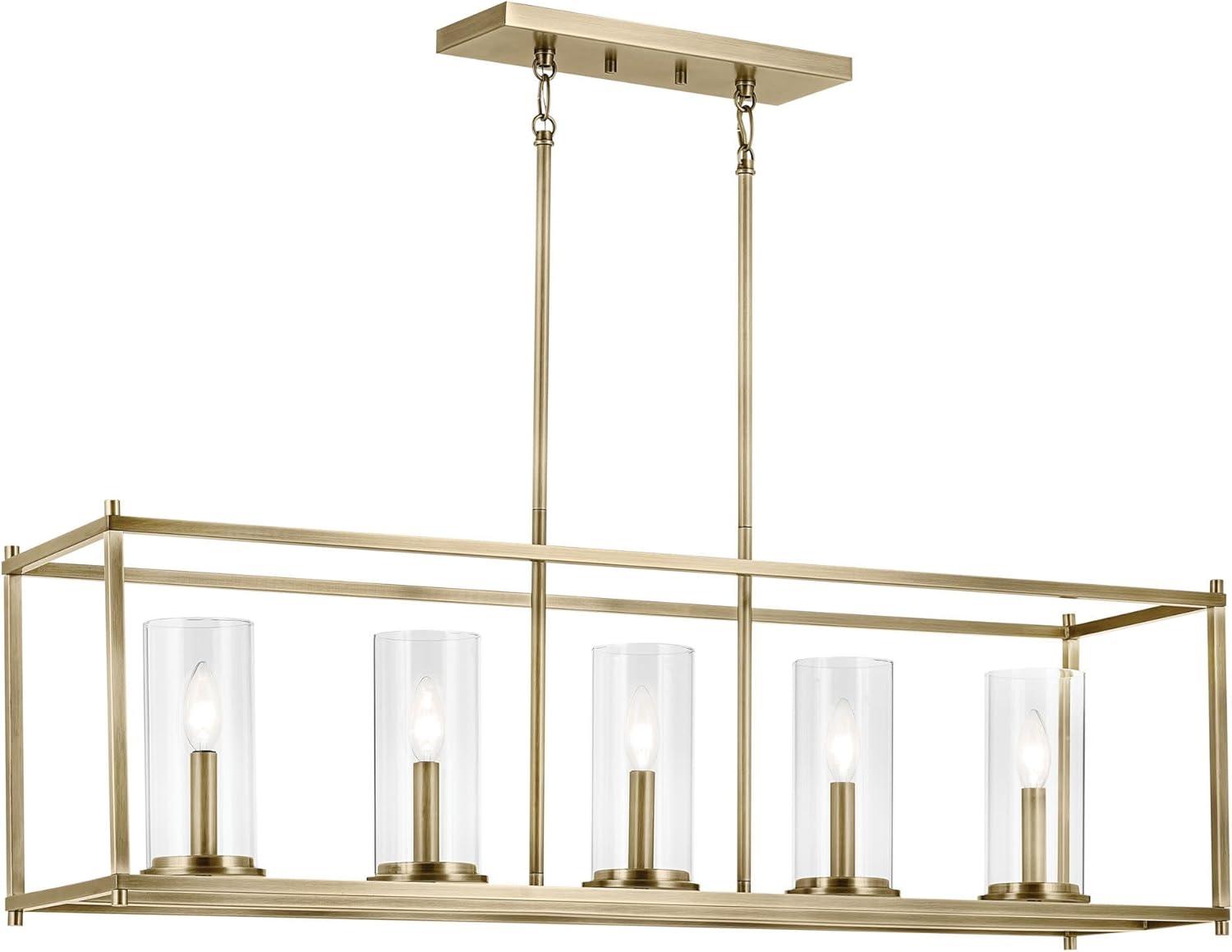 Crosby 13.75" 5 Light Linear Chandelier with Clear Glass Chrome