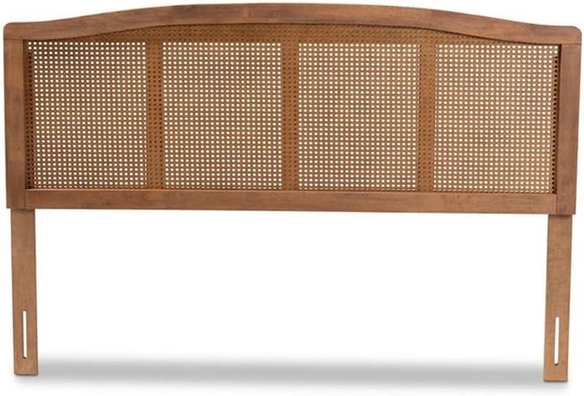 Bayou Breeze Amid a mid-century modern design, Auren's queen size headboard is crafted of wood, synthetic rattan, and ash walnut finished