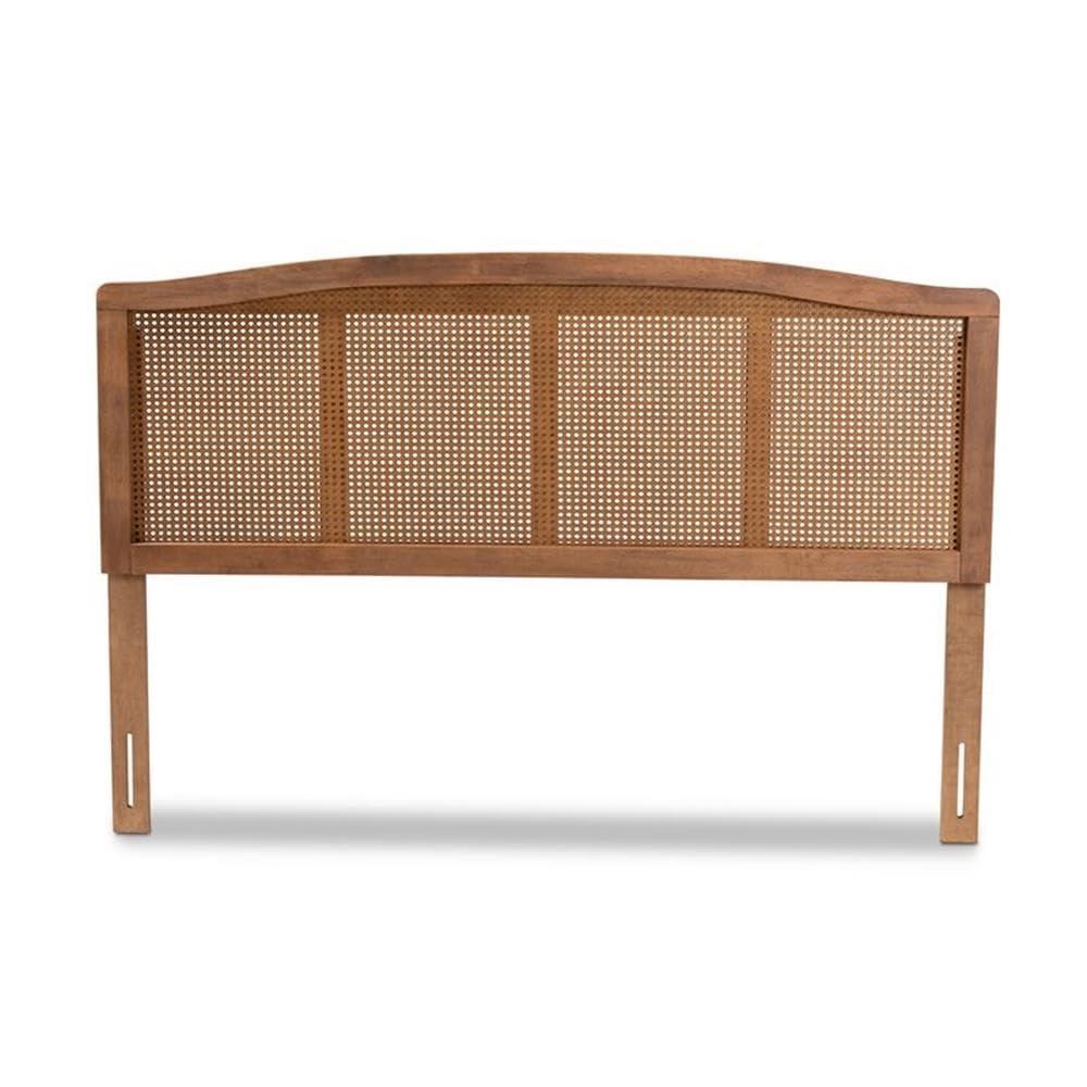 Bayou Breeze Amid a mid-century modern design, Auren's queen size headboard is crafted of wood, synthetic rattan, and ash walnut finished