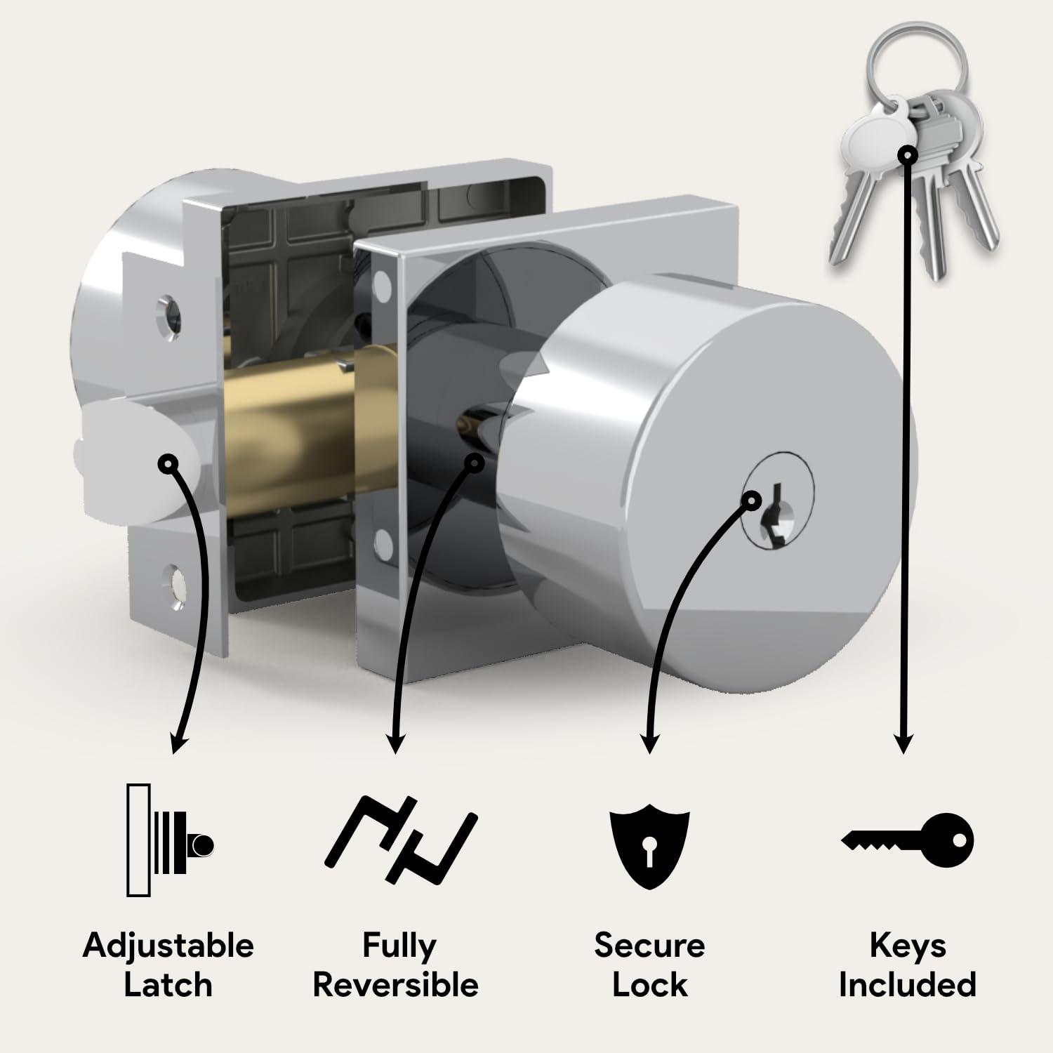 Mega Handles - SUANA Deadbolt I Entrance Deadbolt Lock - Heavy Duty Square Locking Deadbolt for Left or Right-Handed Doors - Interior/Exterior - Satin Nickel