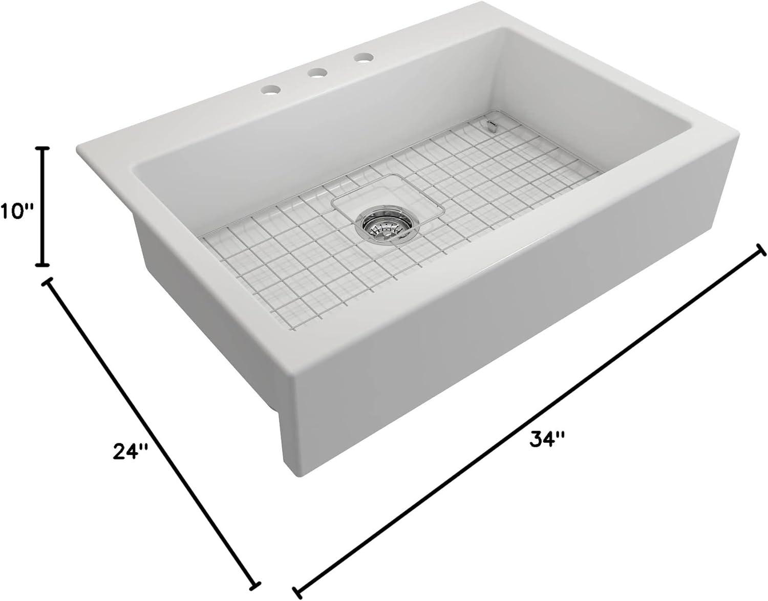 Matte White Fireclay Farmhouse Single Bowl Kitchen Sink