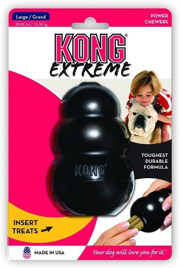Kong Extreme Dog Toy 2-Pack, Large - Tough Chew Toys for Aggressive Chewers - Black Durable Rubber