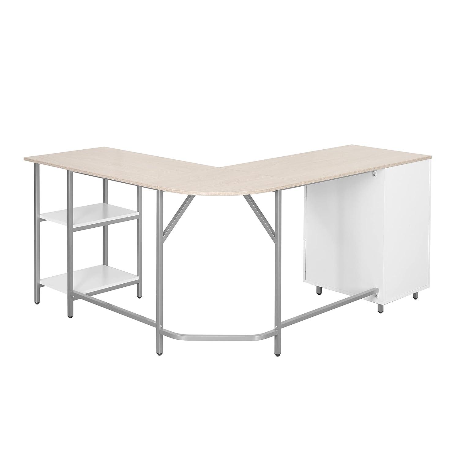 17 Stories Techni Mobili L-Shape Home Office Two-Tone Desk With Storage