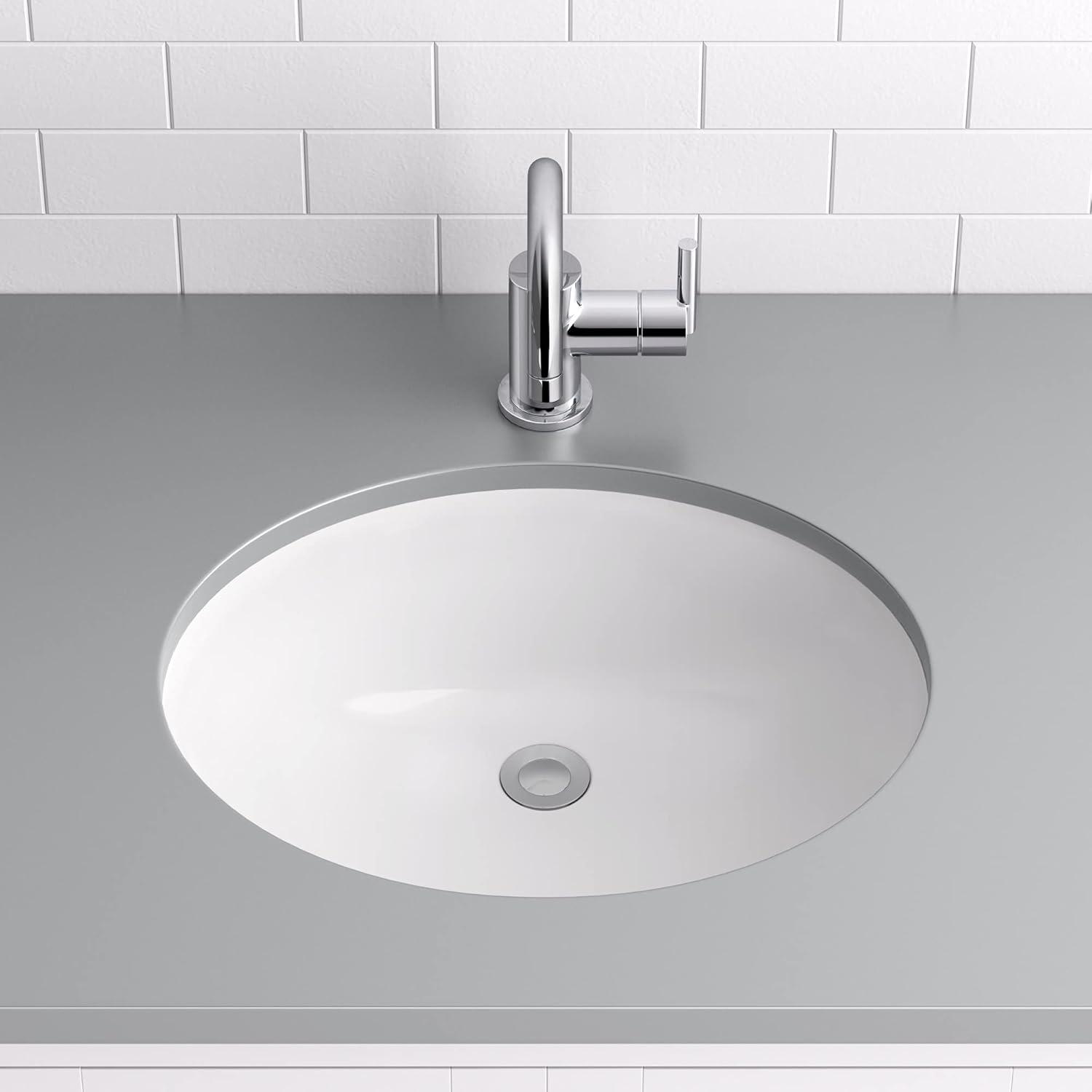 Miseno 19-1/2" Oval Undermount Bathroom Sink with Front Overflow - Bright White